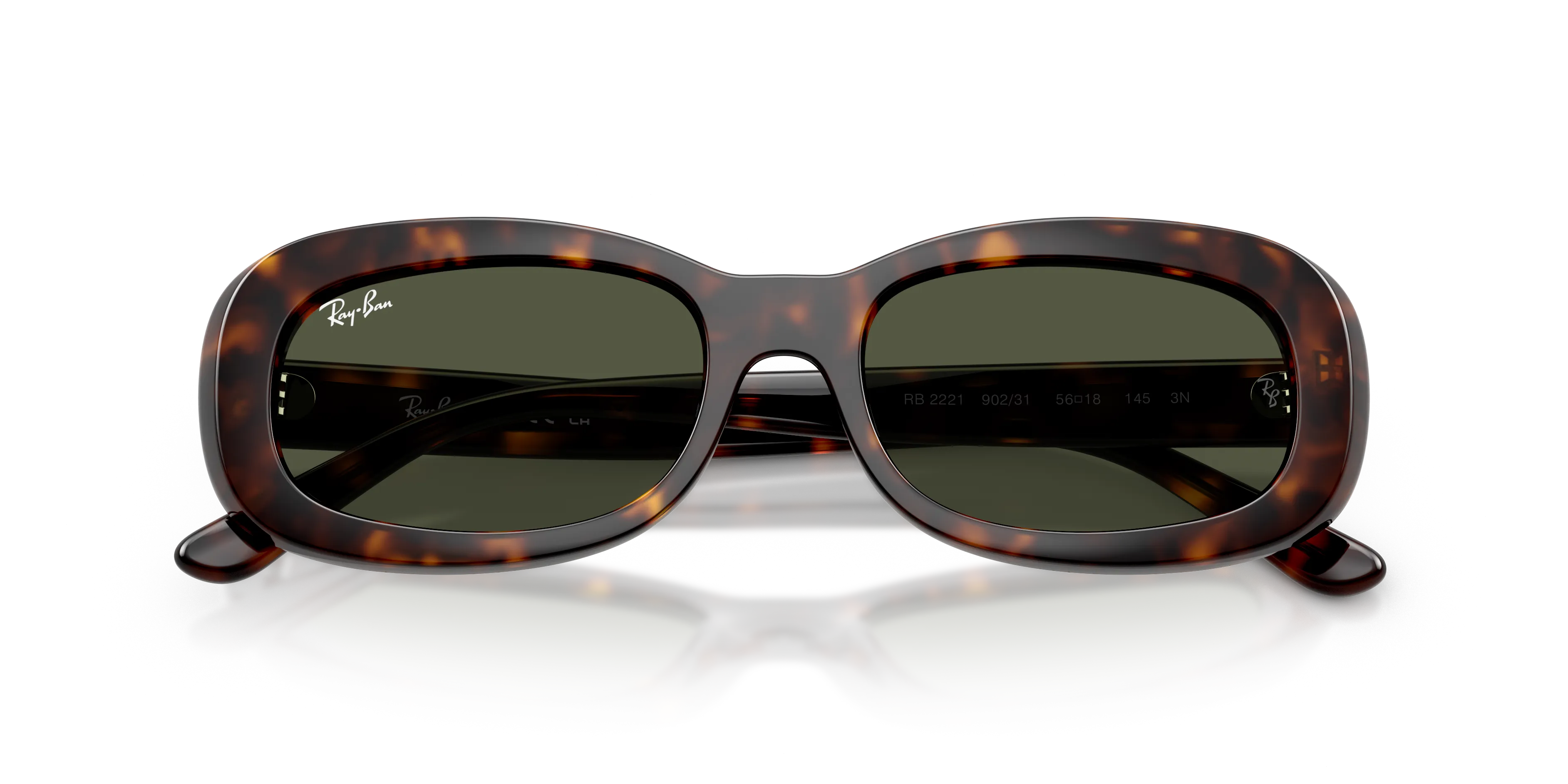 Ray - Ban RB2221 902/31 Occhiali da sole Acetato Tartaruga Verde Rotonda Normale - immagine 2