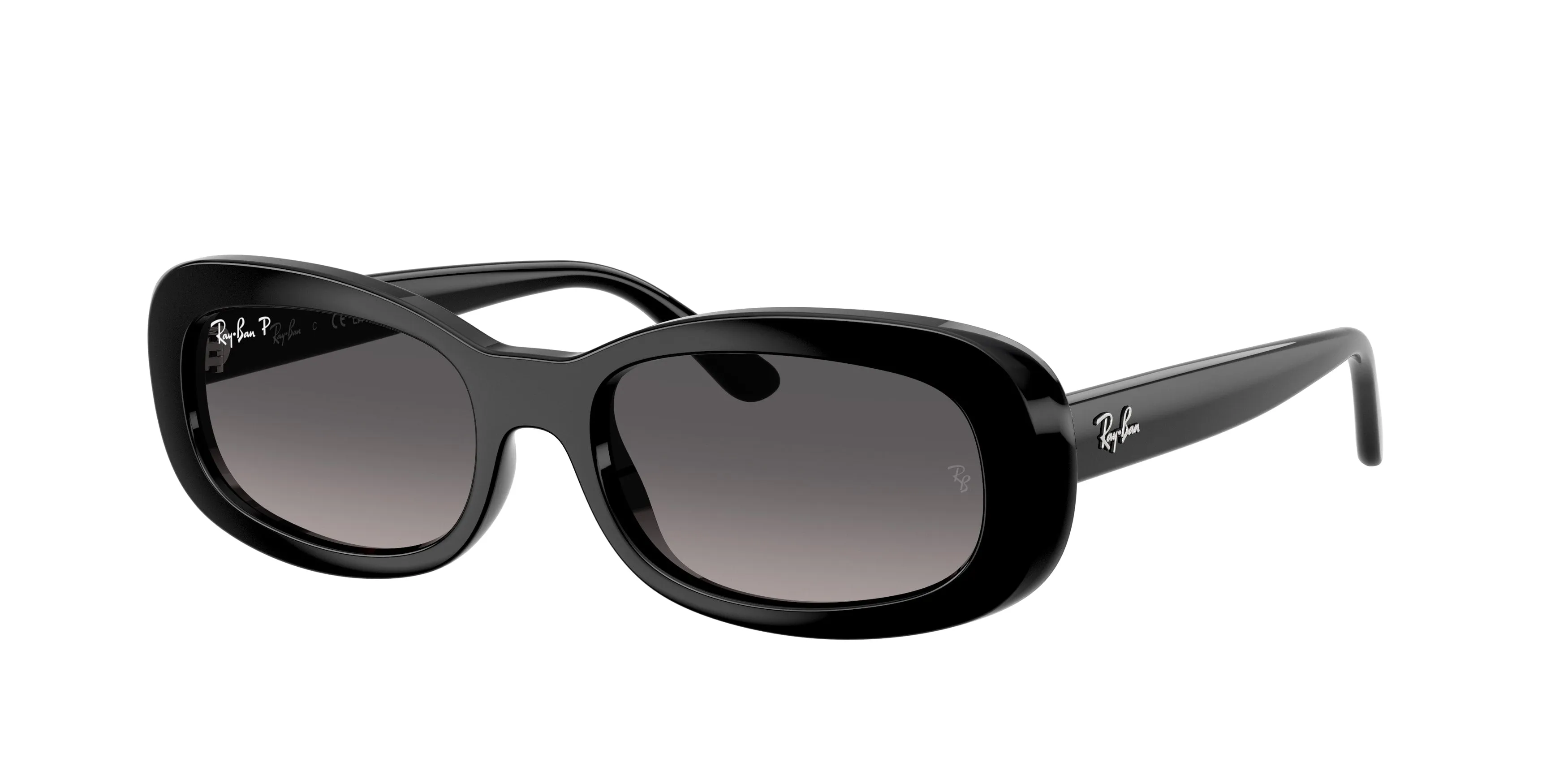 Ray - Ban RB2221 901/M3 Occhiali da sole Acetato Nero Grigio Rotonda Polarizzata Sfumato - immagine 1