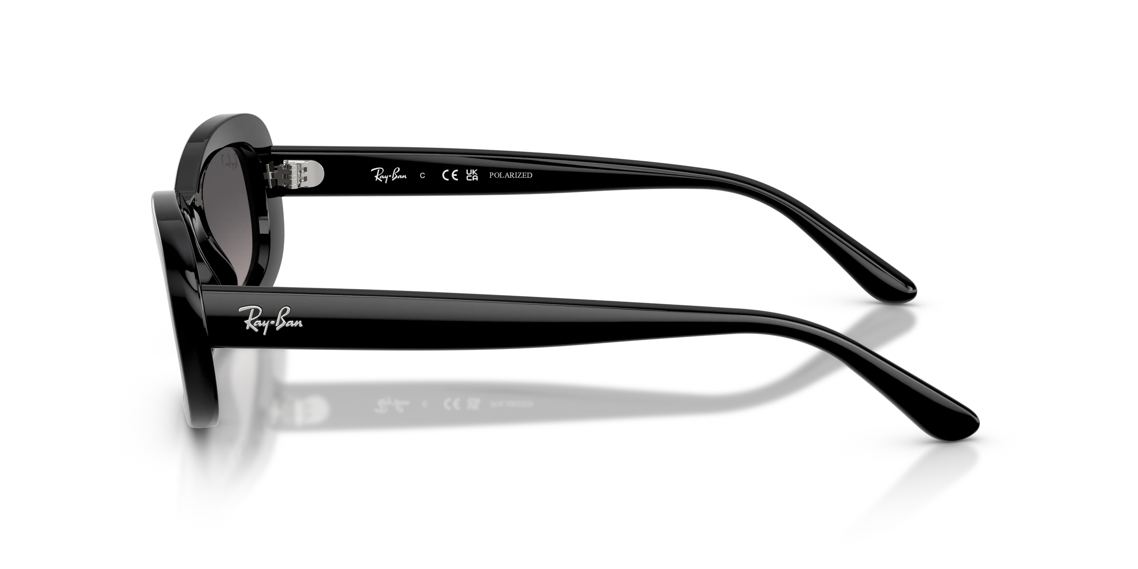 Ray - Ban RB2221 901/M3 Occhiali da sole Acetato Nero Grigio Rotonda Polarizzata Sfumato - immagine 4