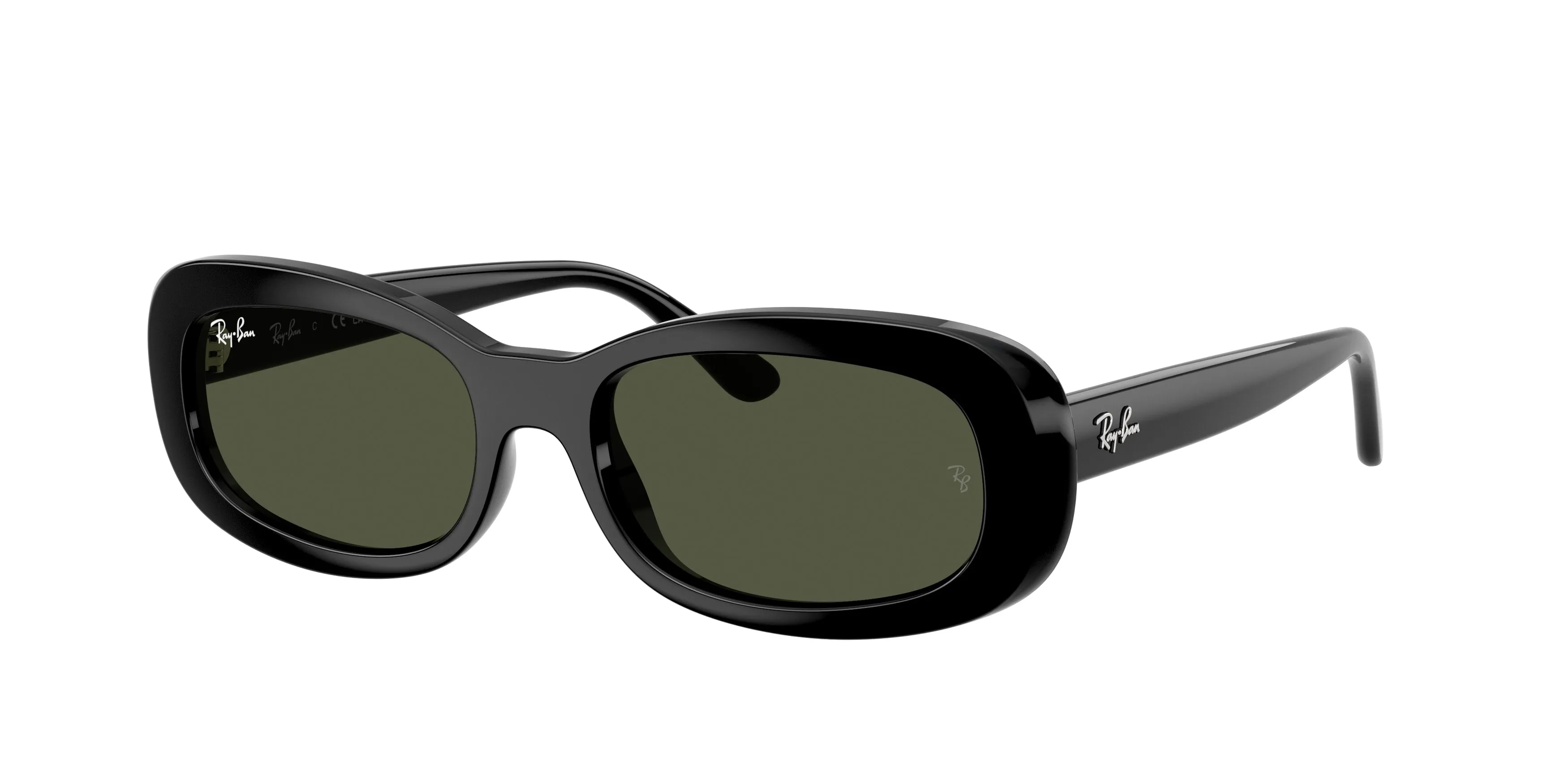 Ray - Ban RB2221 901/31 Occhiali da sole Acetato Nero Verde Rotonda Normale - immagine 1