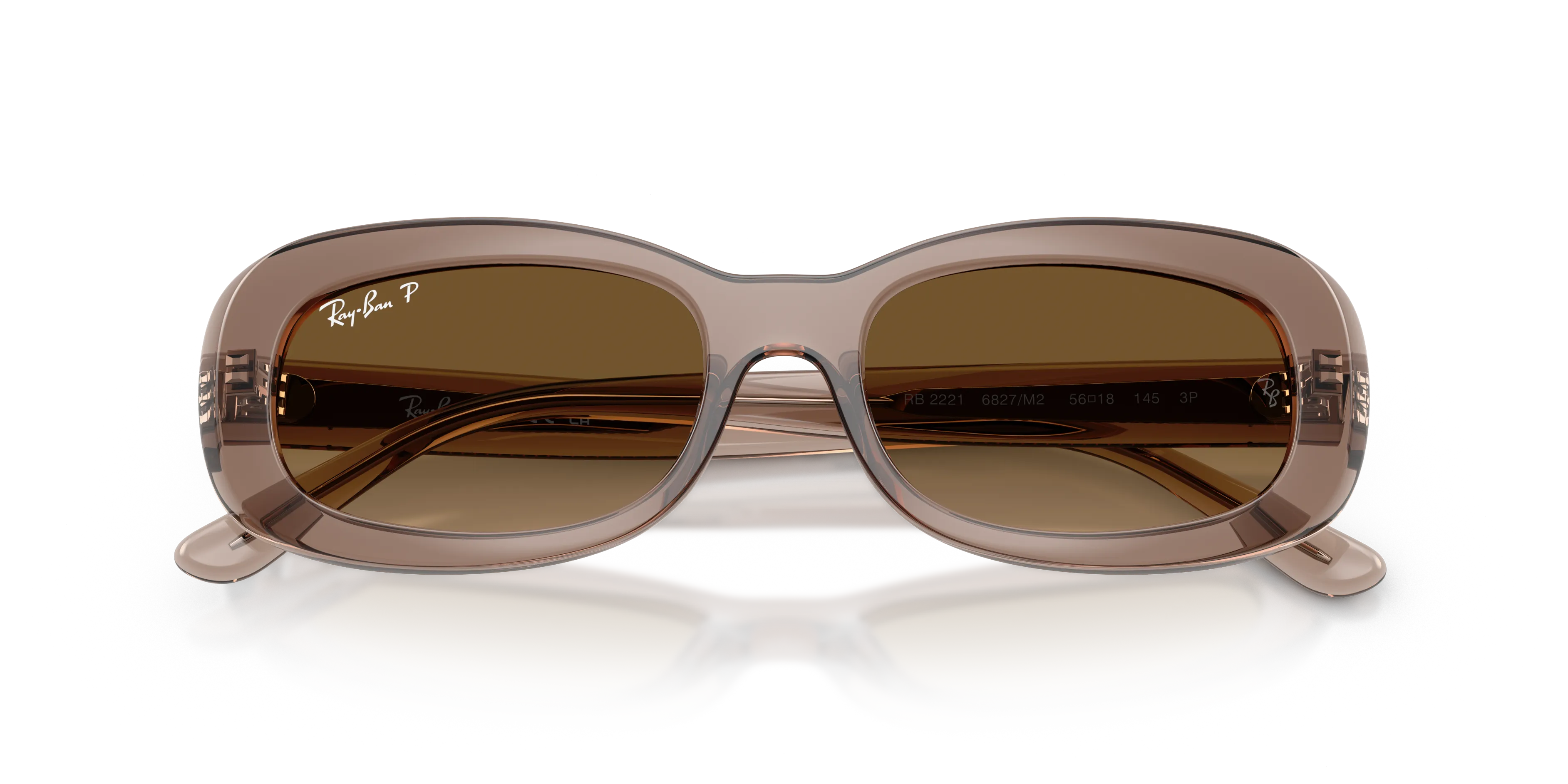 Ray - Ban RB2221 6827M2 Occhiali da sole Acetato Marrone Marrone Rotonda Polarizzata - immagine 2