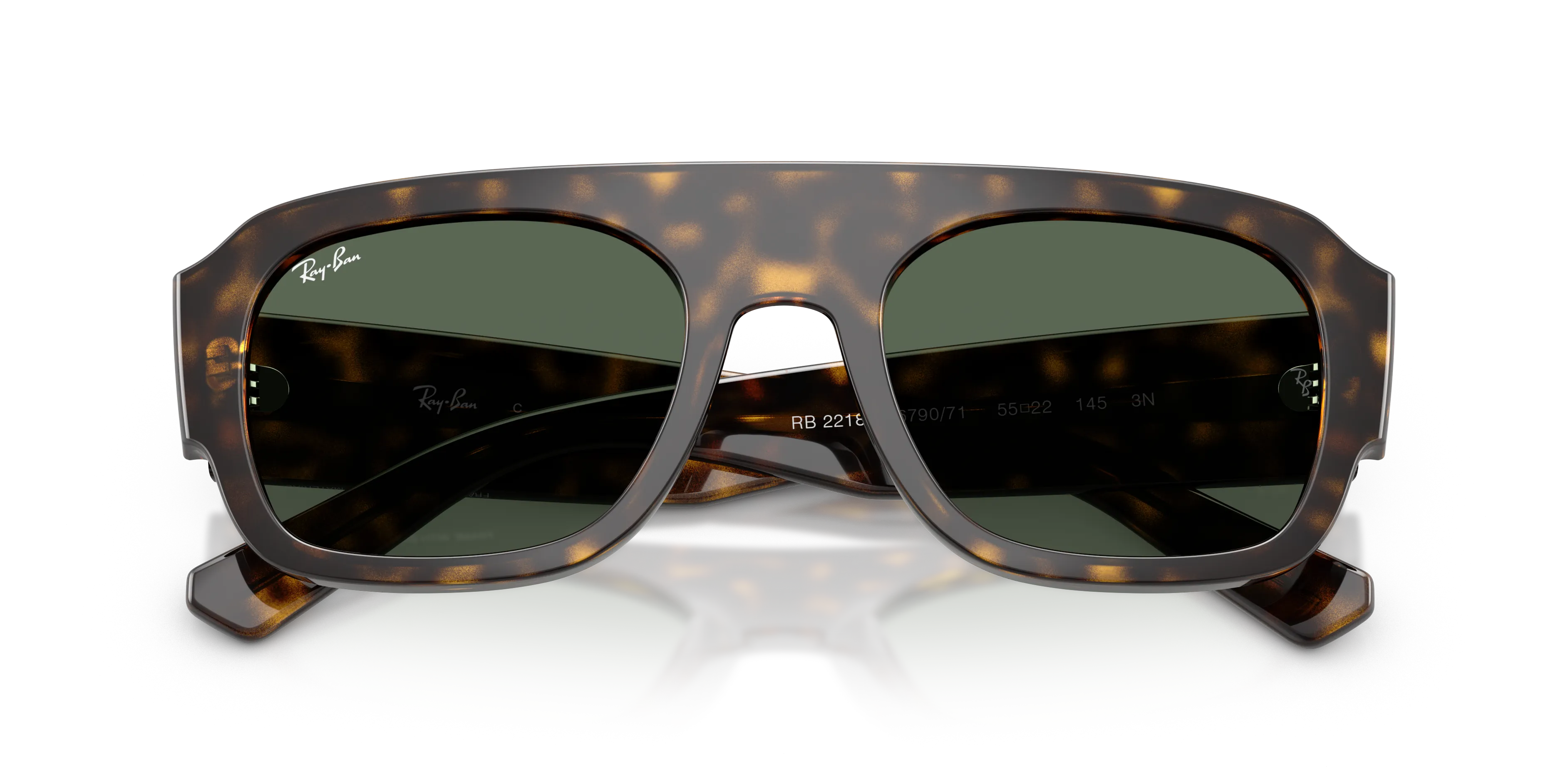 Ray - Ban RB2218 679071 Occhiali da sole Acetato Tartaruga Verde Geometrica Normale - immagine 2
