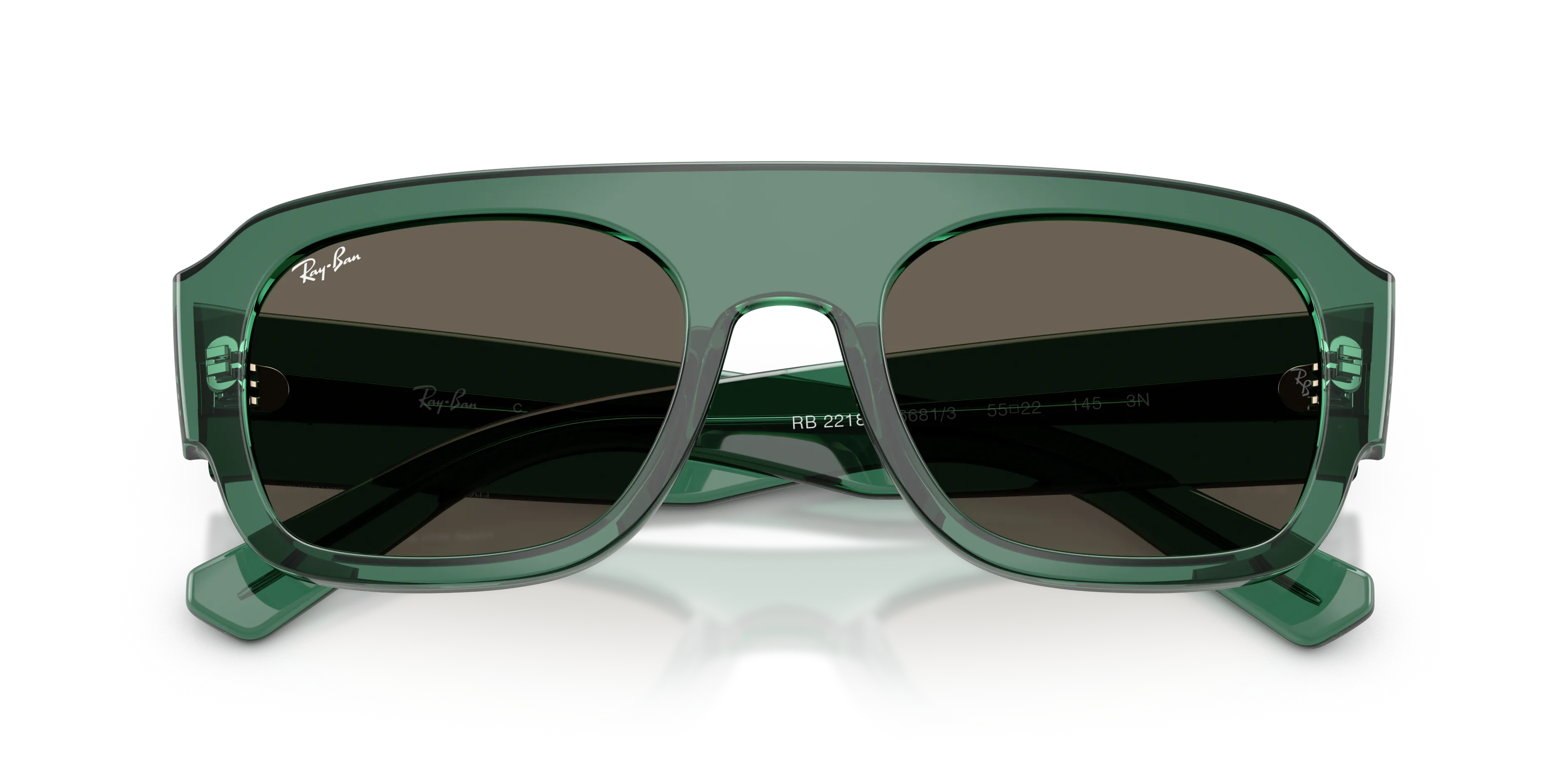 Ray - Ban RB2218 6681/3 Occhiali da sole Acetato Verde Marrone Geometrica Normale - immagine 2