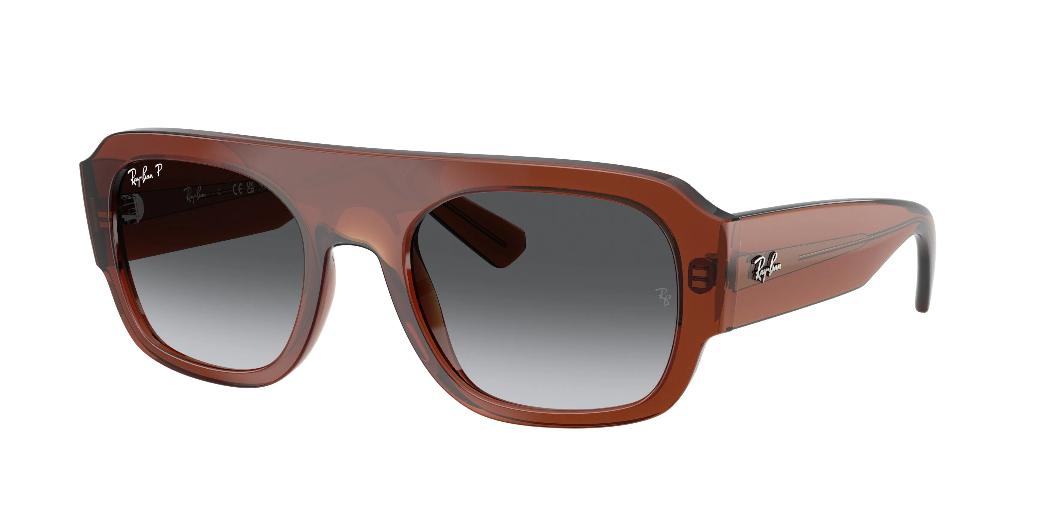 Ray - Ban RB2218 6678T3 Occhiali da sole Acetato Marrone Grigio Geometrica Polarizzata - immagine 1