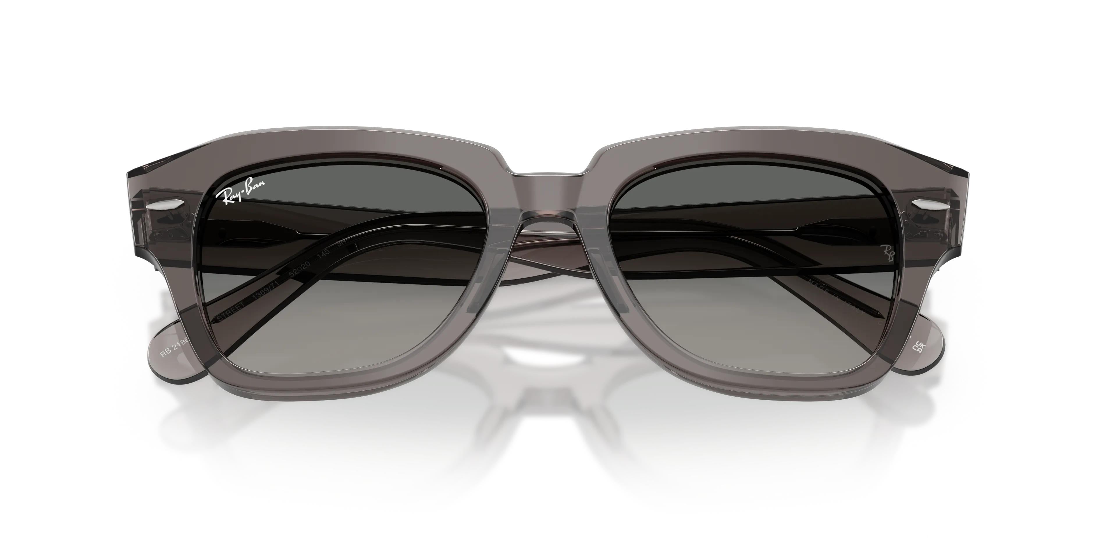 Ray - Ban RB2186 STATE STREET 136971 Occhiali da sole Acetato Grigio Grigio Squadrata Normale Sfumato - immagine 2