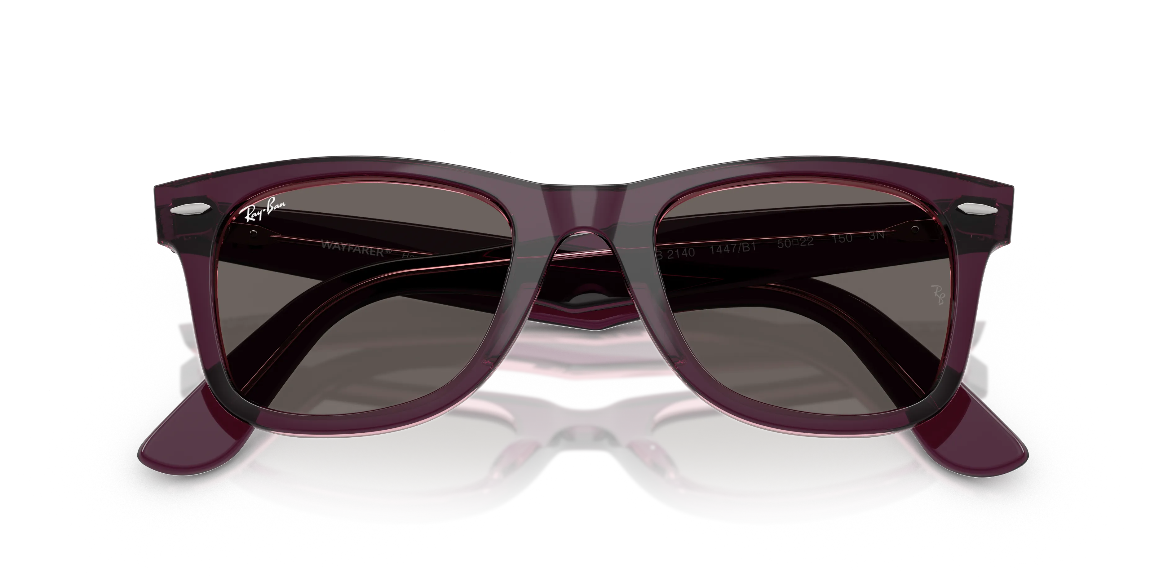 Ray - Ban RB2140 WAYFARER 1447B1 Occhiali da sole Acetato Viola Grigio Squadrata Normale - immagine 2