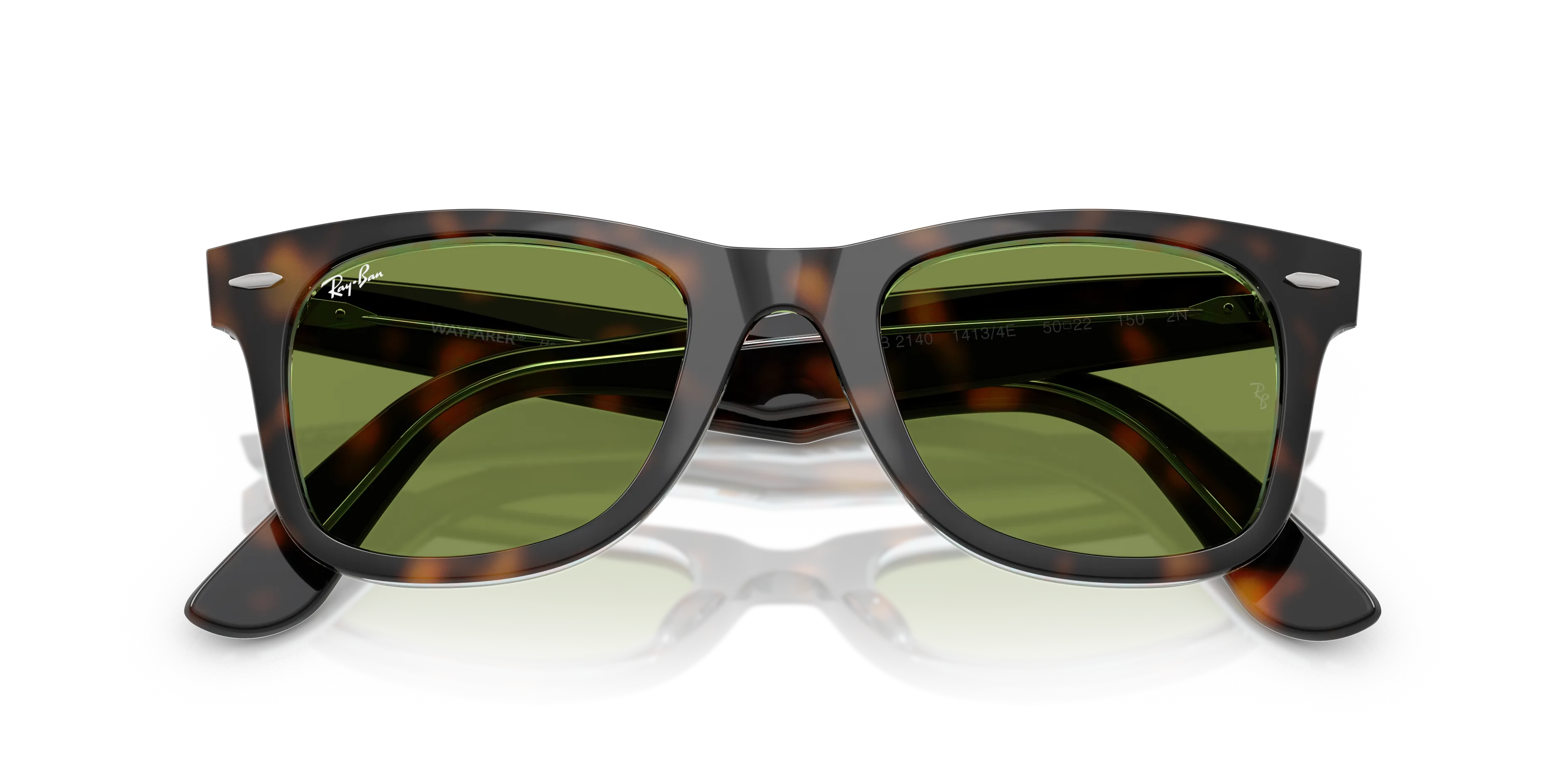 Ray - Ban RB2140 WAYFARER 14134E Occhiali da sole Acetato Tartaruga Verde Squadrata Normale - immagine 2