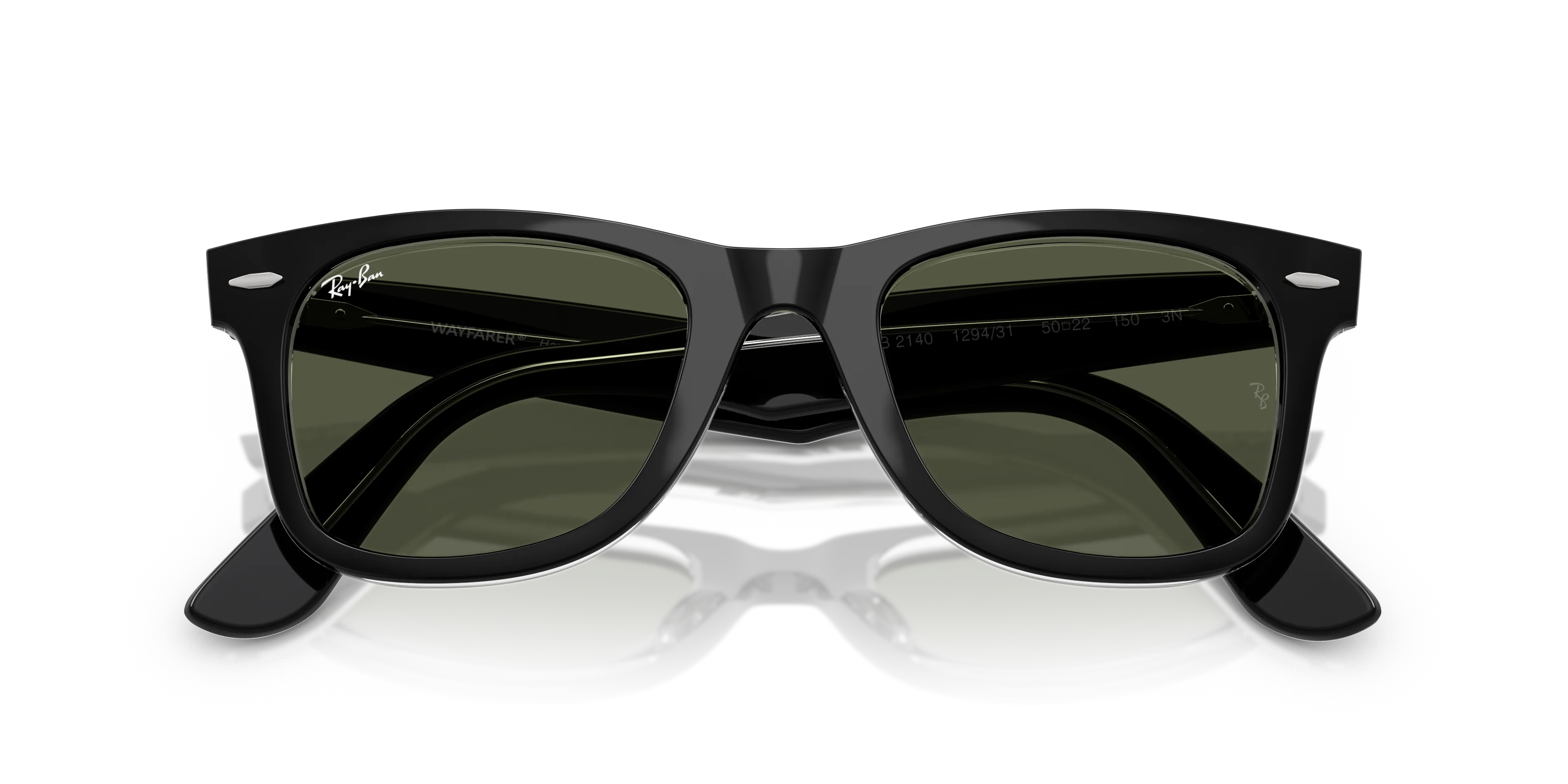 Ray - Ban RB2140 WAYFARER 129431 Occhiali da sole Acetato Nero Verde Squadrata Normale - immagine 2