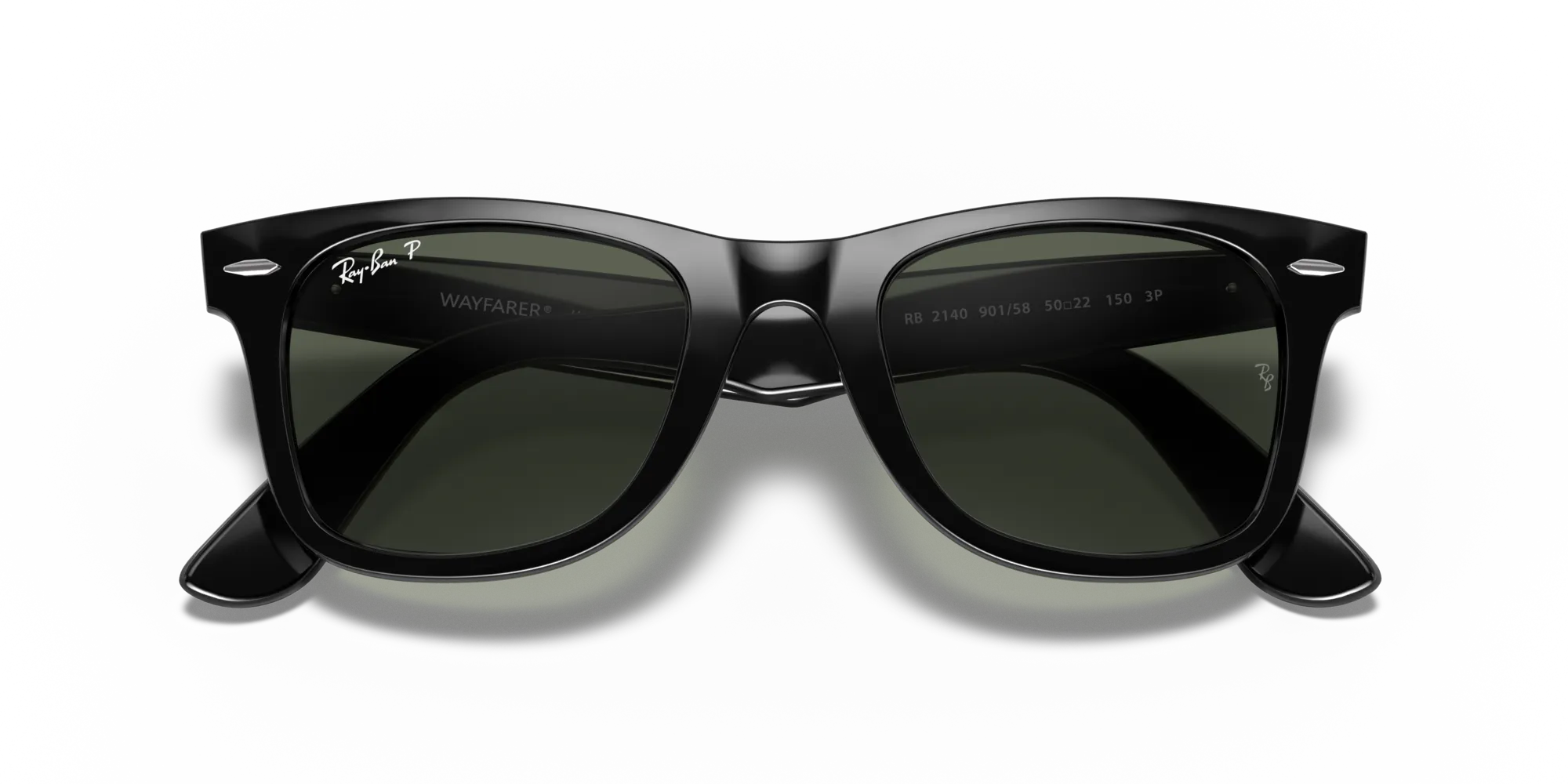 Ray - Ban RB2140F WAYFARER 901/58 Occhiali da sole Acetato Nero Verde G15 Squadrata Polarizzata - immagine 2