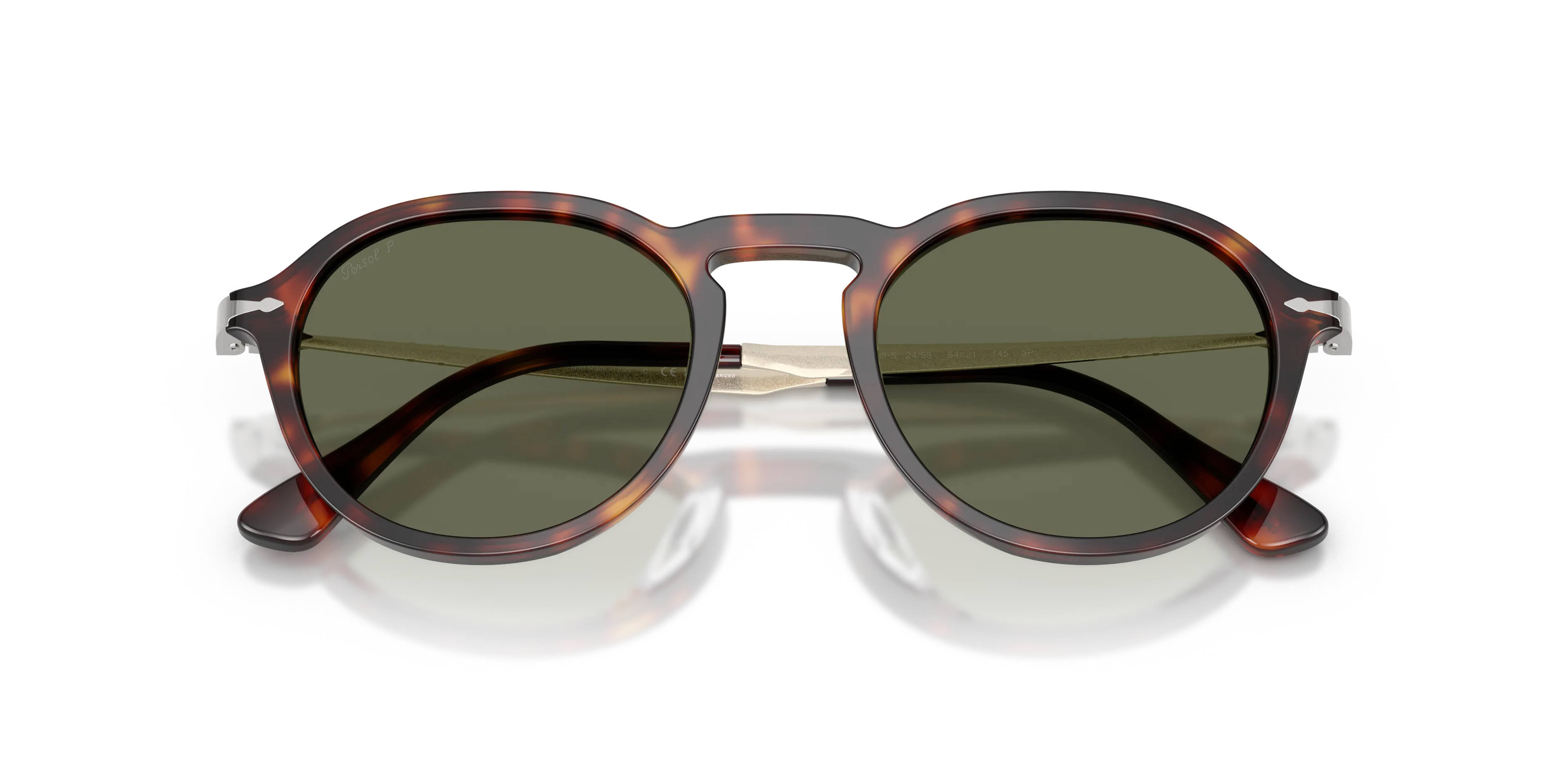 Persol PO3383S 24/58 Occhiali da sole Acetato Tartaruga Verde Pantos Polarizzata - immagine 2