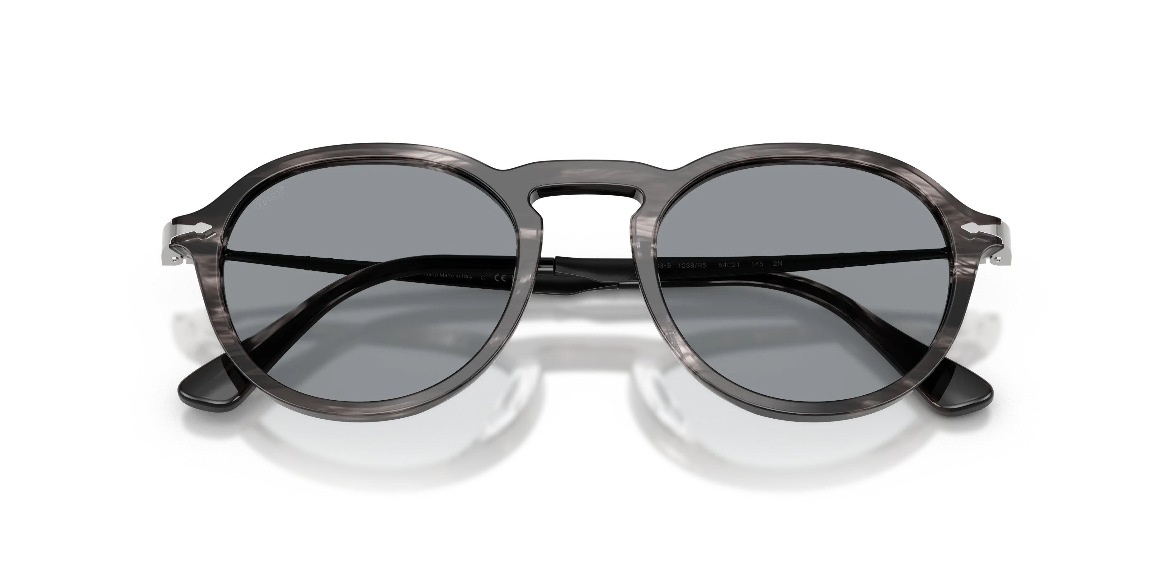 Persol PO3383S 1238R5 Occhiali da sole Acetato Grigio Blu Pantos Normale - immagine 2