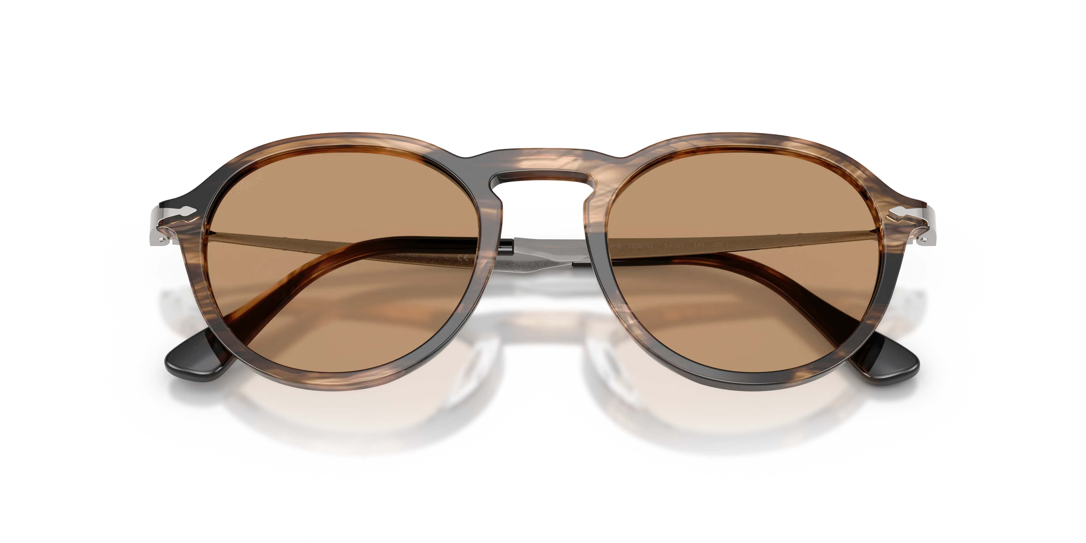 Persol PO3383S 123653 Occhiali da sole Acetato Marrone Marrone Pantos Normale - immagine 2