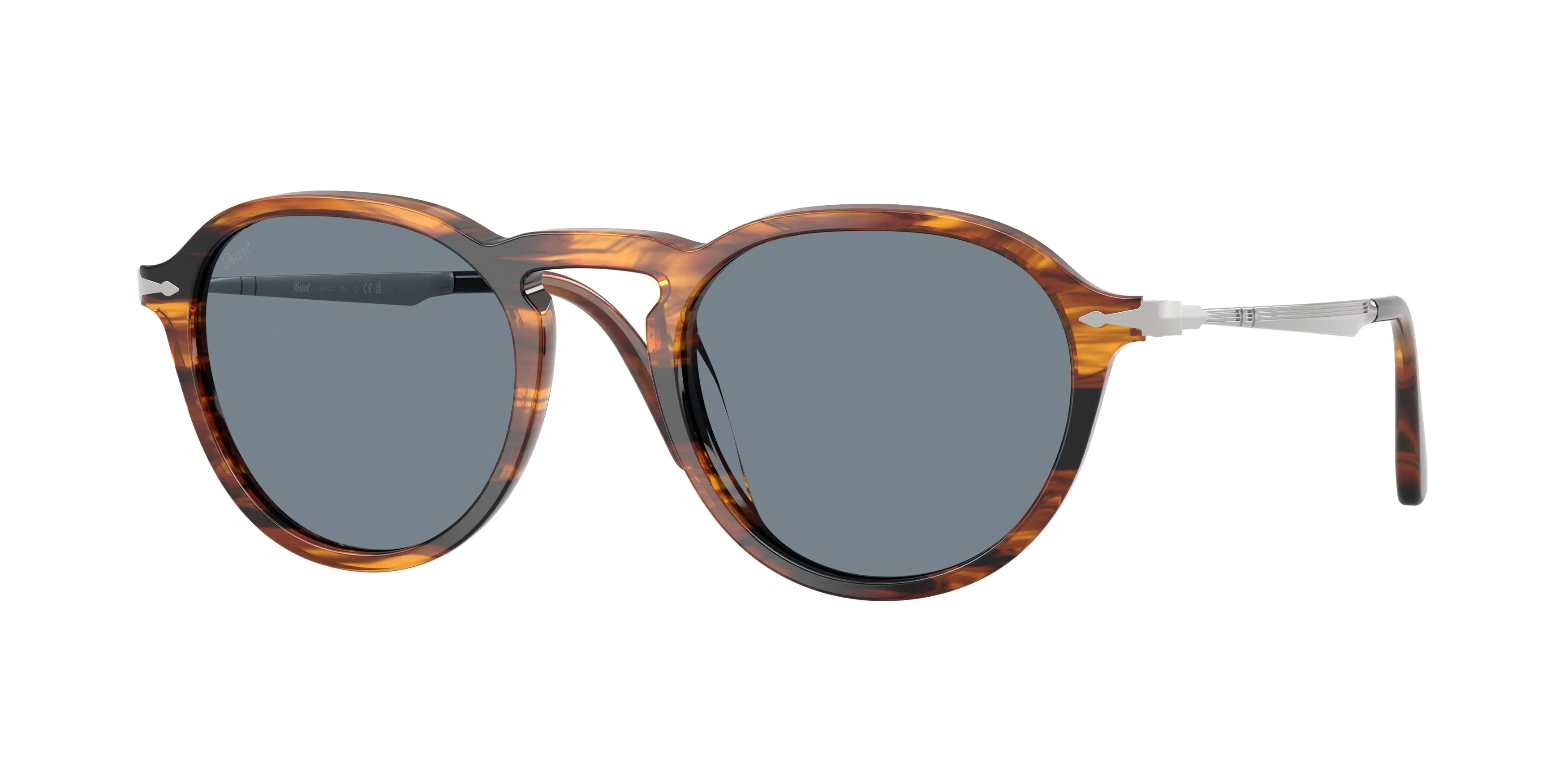 Persol PO3383S 123556 Occhiali da sole Acetato Marrone Blu Pantos Normale - immagine 1