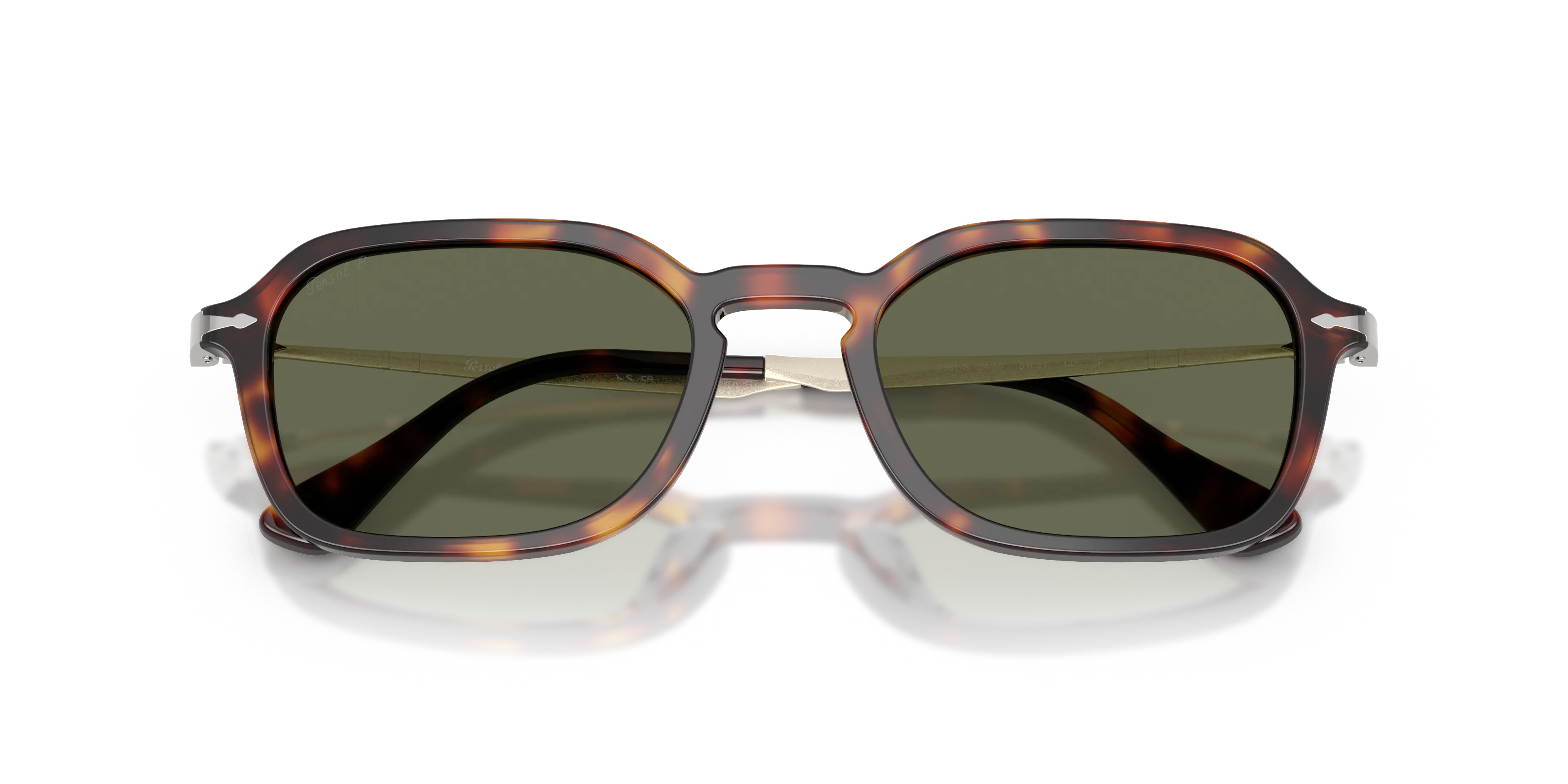 Persol PO3381S 24/58 Occhiali da sole Acetato Tartaruga Verde Pantos Polarizzata - immagine 2