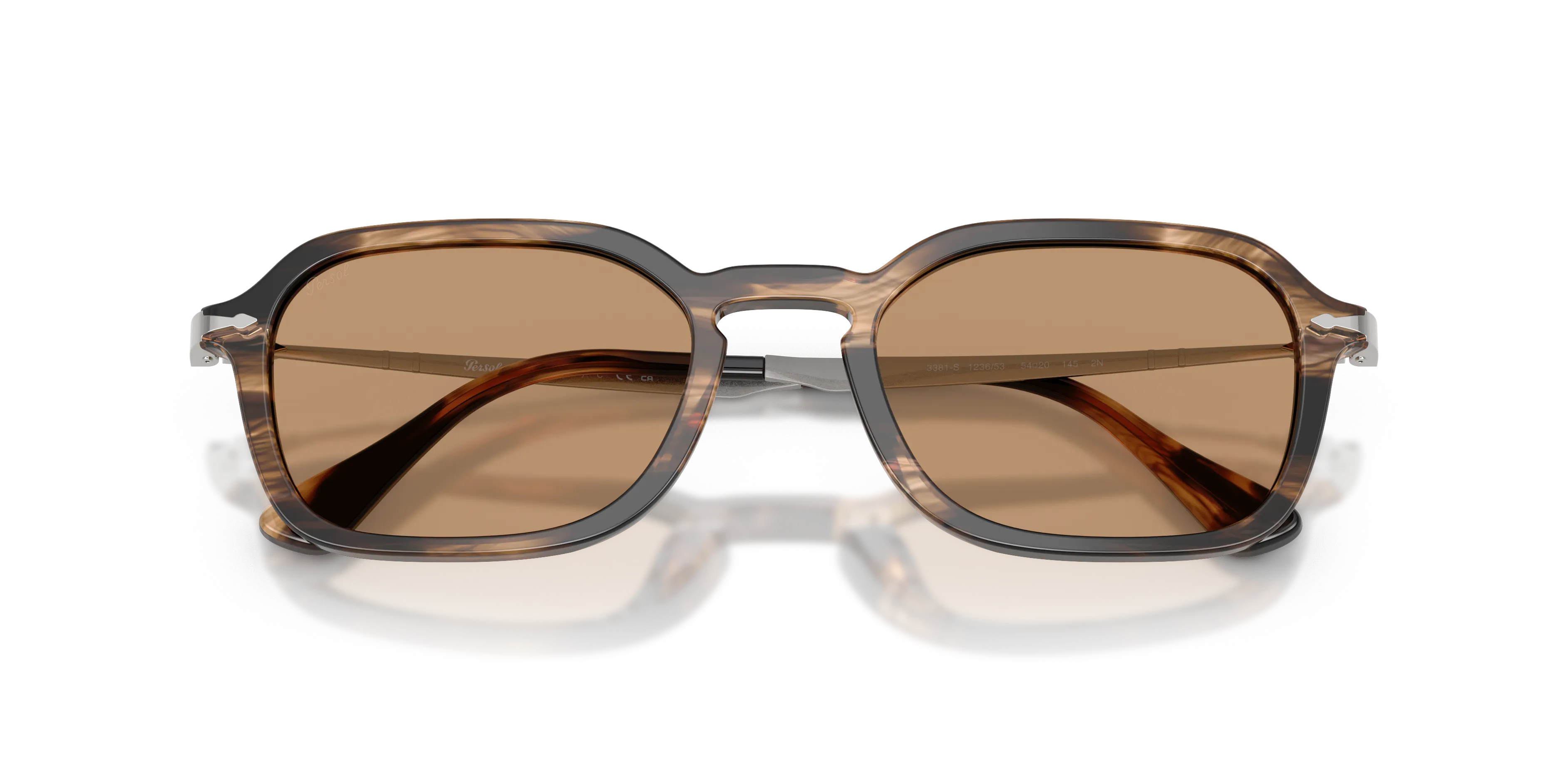 Persol PO3381S 123653 Occhiali da sole Acetato Marrone Marrone Pantos Normale - immagine 2