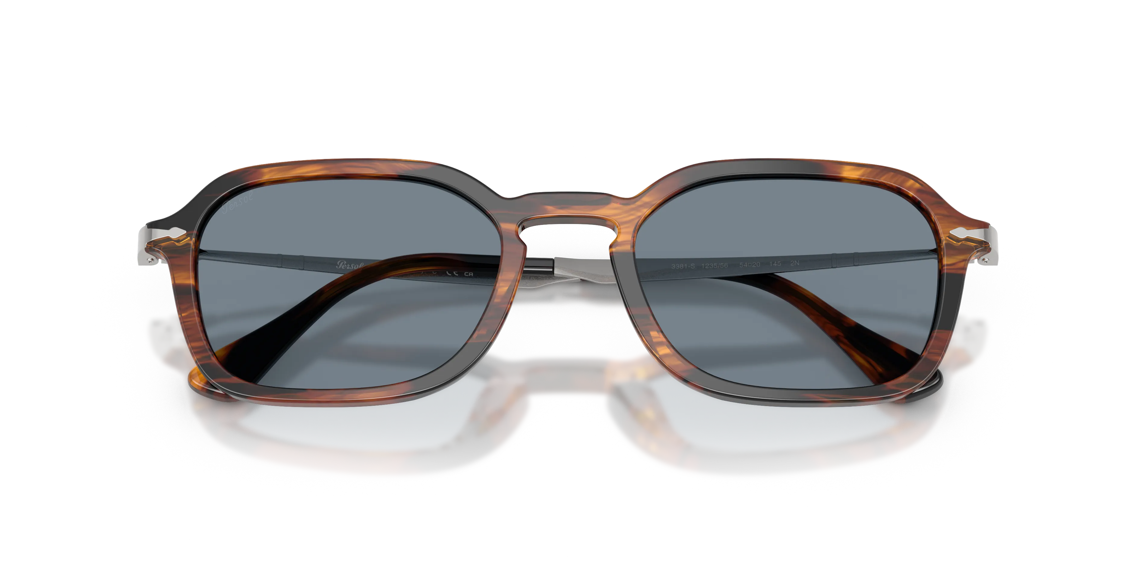 Persol PO3381S 123556 Occhiali da sole Acetato Marrone Blu Pantos Normale - immagine 2