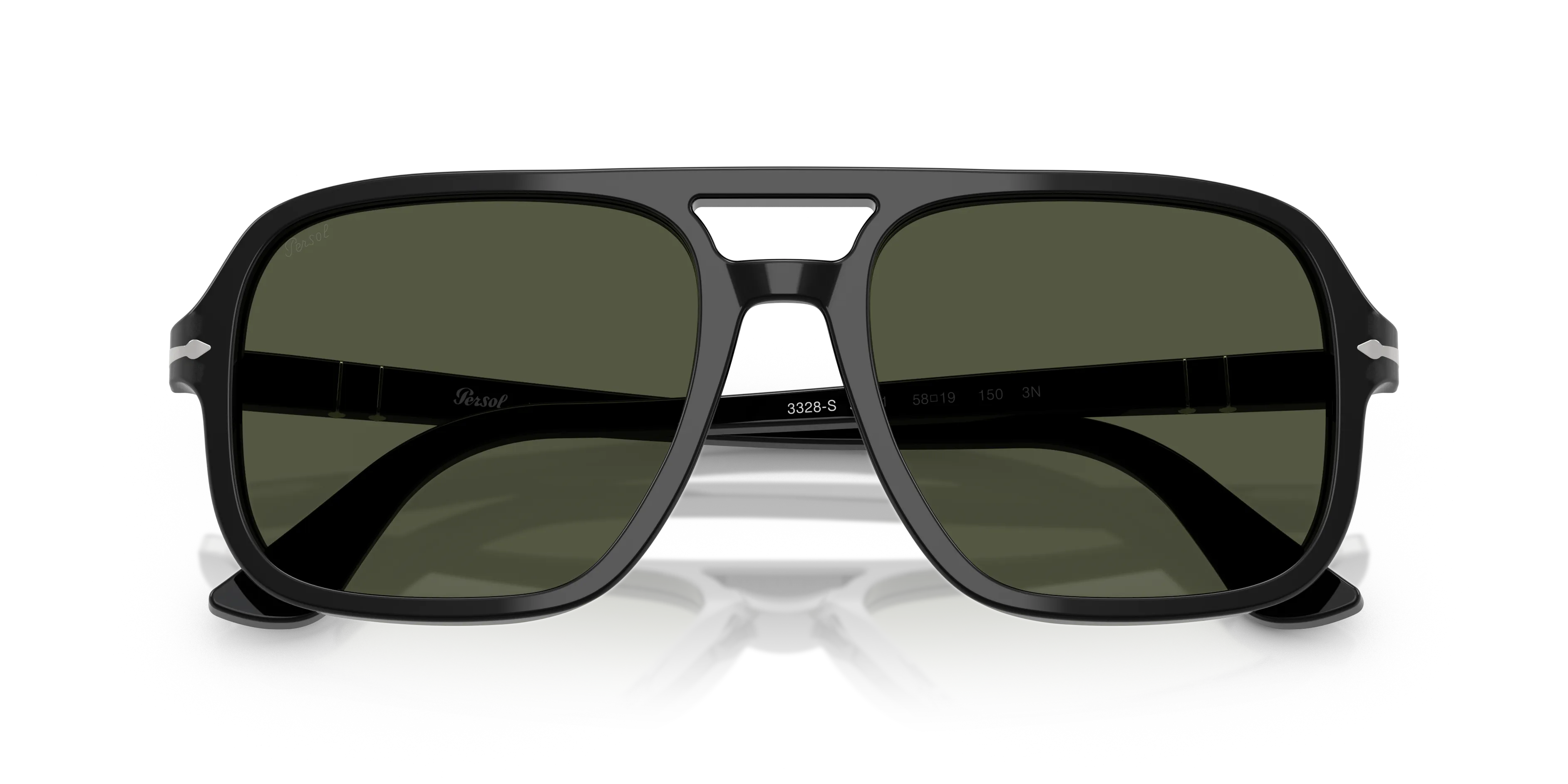 Persol PO3328S 95/31 Occhiali da sole Acetato Nero Verde Pilot Normale - immagine 2