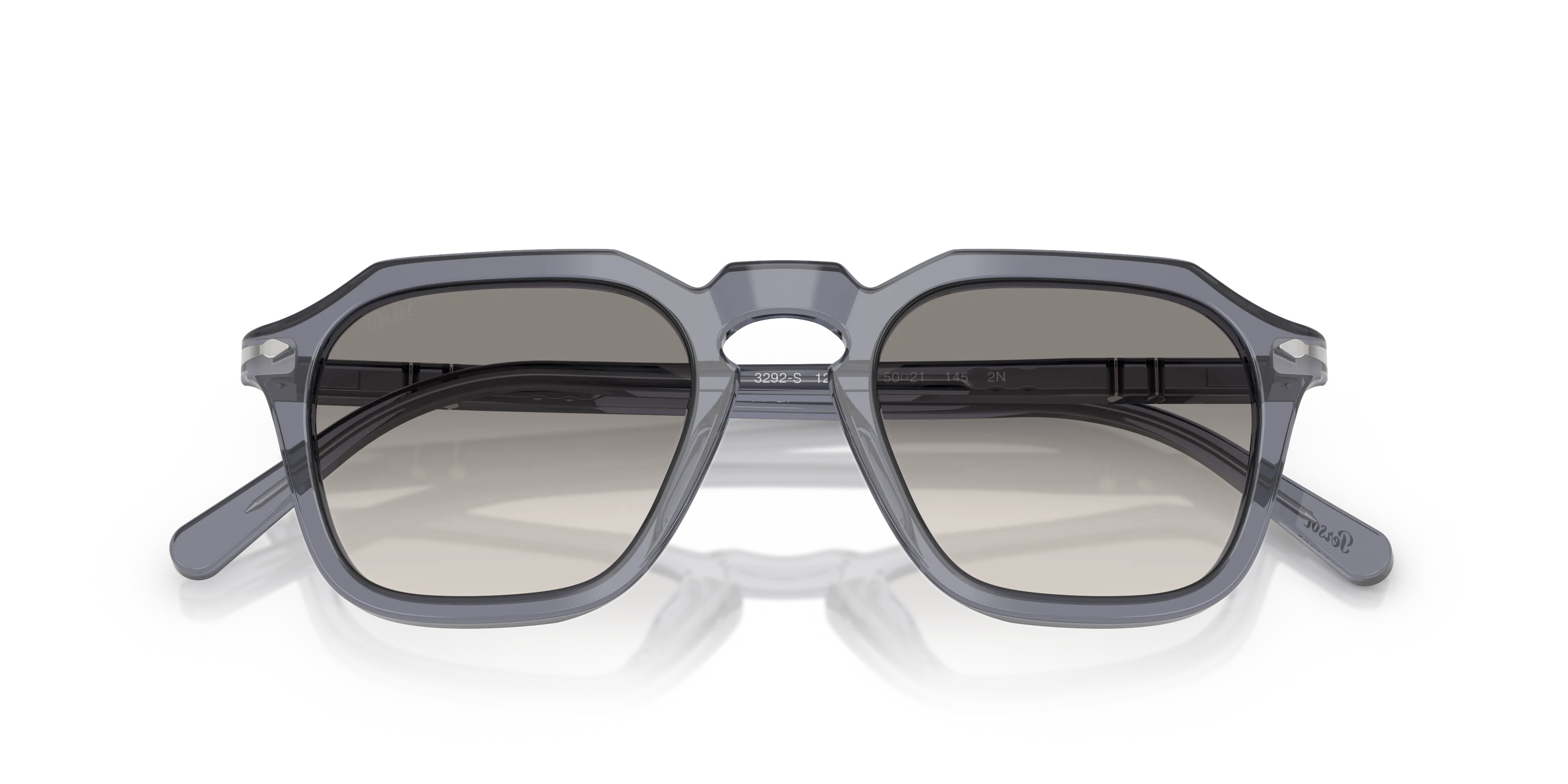 Persol PO3292S 123932 Occhiali da sole Acetato Blu Grigio Squadrata Normale Sfumato - immagine 2