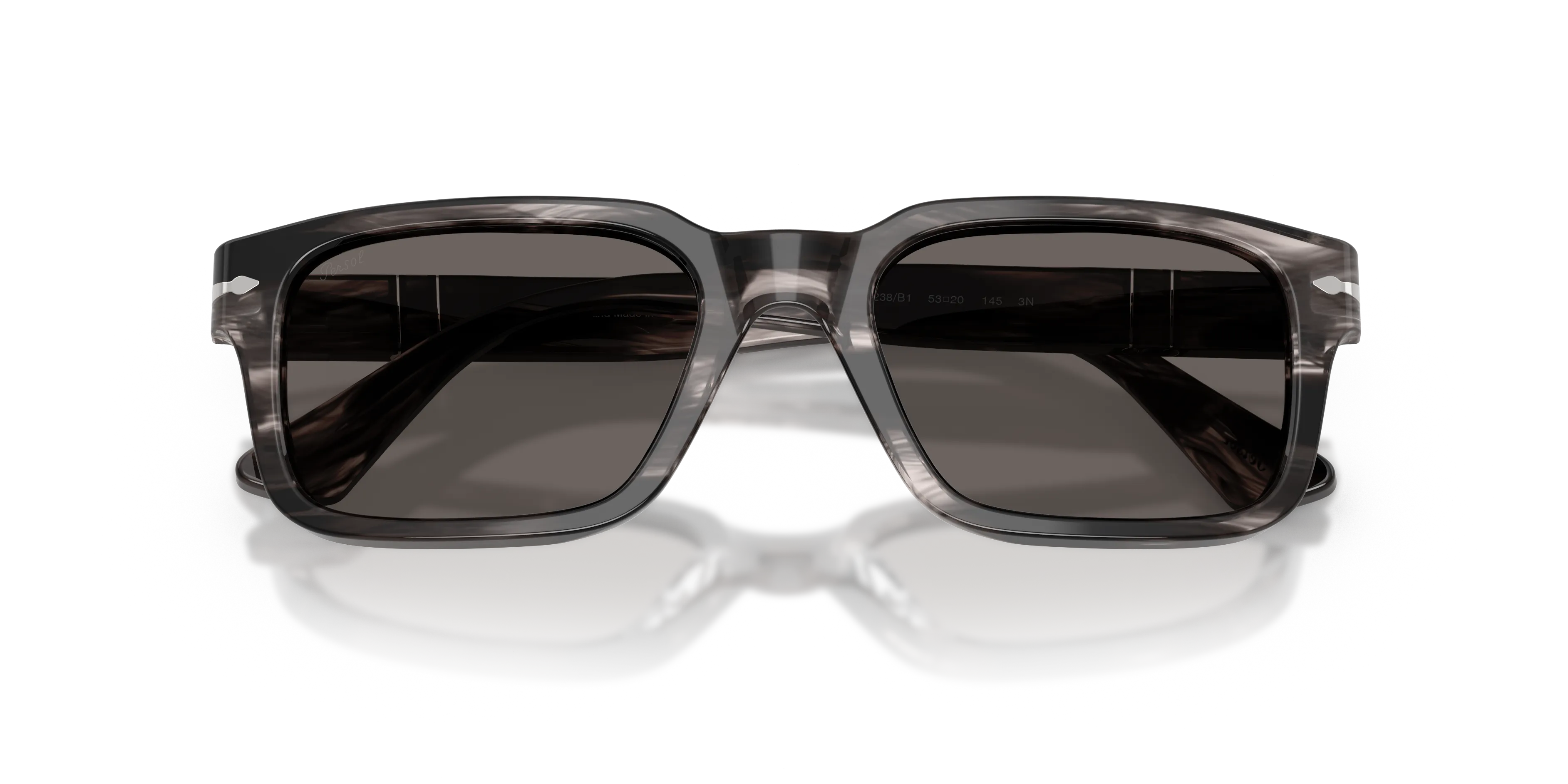 Persol PO3272S 1238B1 Occhiali da sole Acetato Grigio Grigio Squadrata Normale - immagine 2
