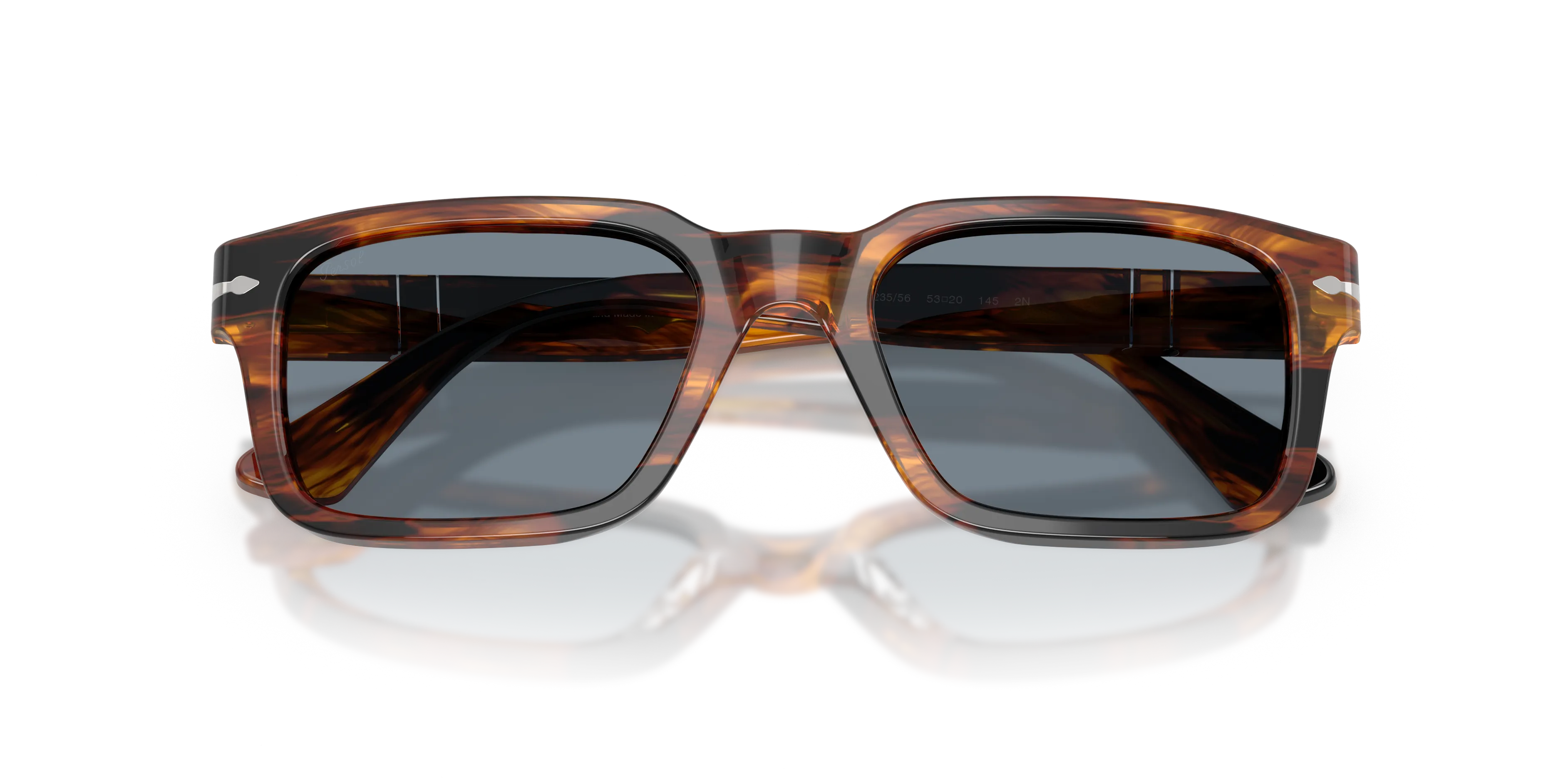 Persol PO3272S 123556 Occhiali da sole Acetato Marrone Blu Squadrata Normale - immagine 2