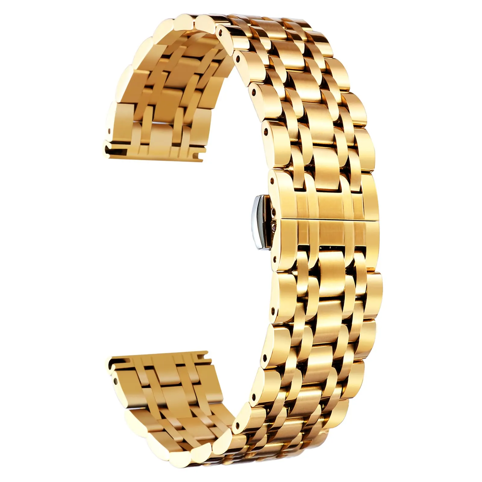 BINLUN Cinturino Per Orologi in Acciaio 12mm 13mm 14mm 15mm 16mm 17mm 18mm 19mm 20mm 21mm 22mm 23mm 24mm Metallo Cinturino di Ricambio Per Smartwatch Per Donne Uomo 7 Colori (19mm,Oro) - immagine 1