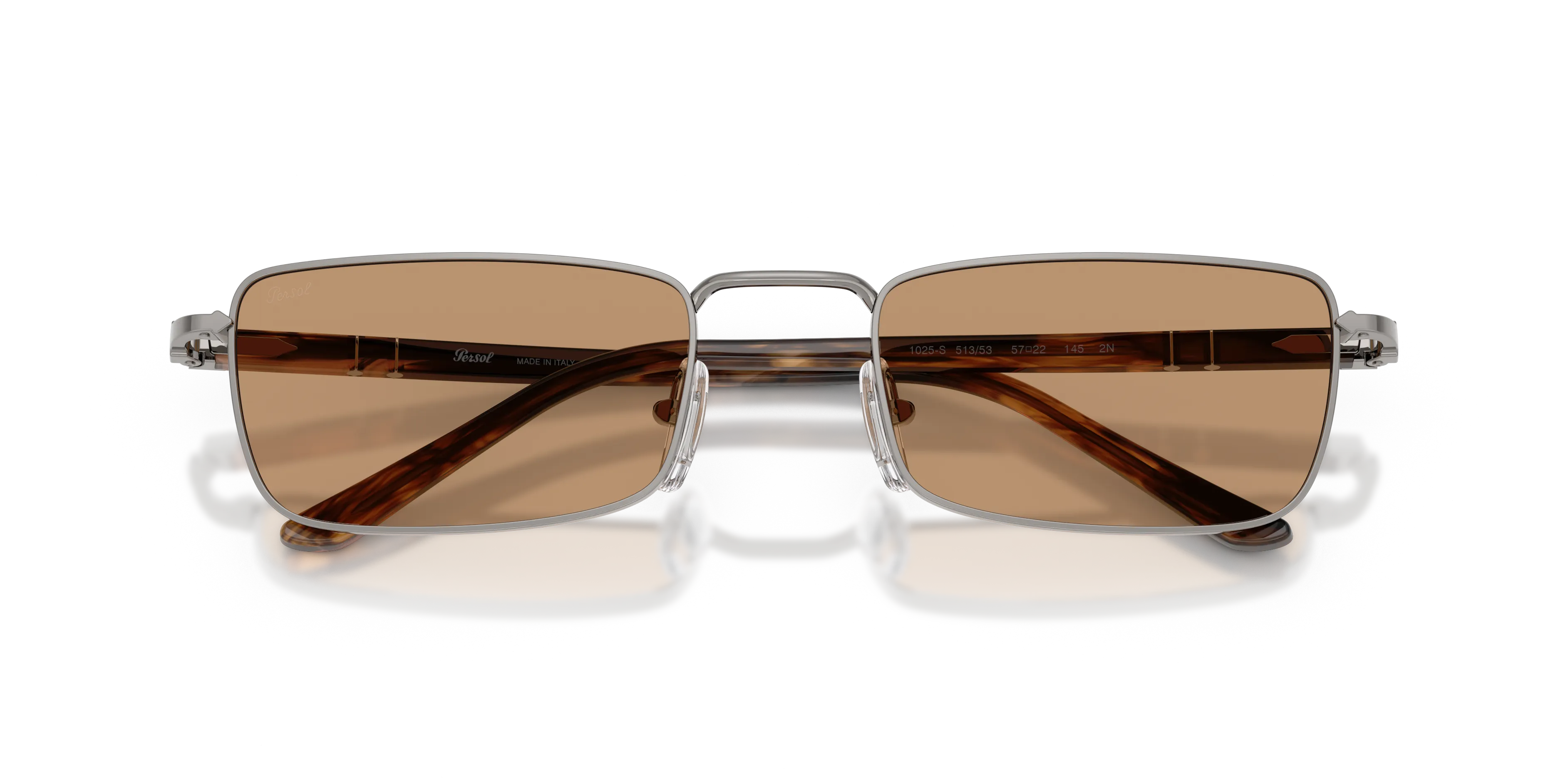 Persol PO1025S 513/53 Occhiali da sole Metallo Grigio Marrone Squadrata Normale - immagine 2