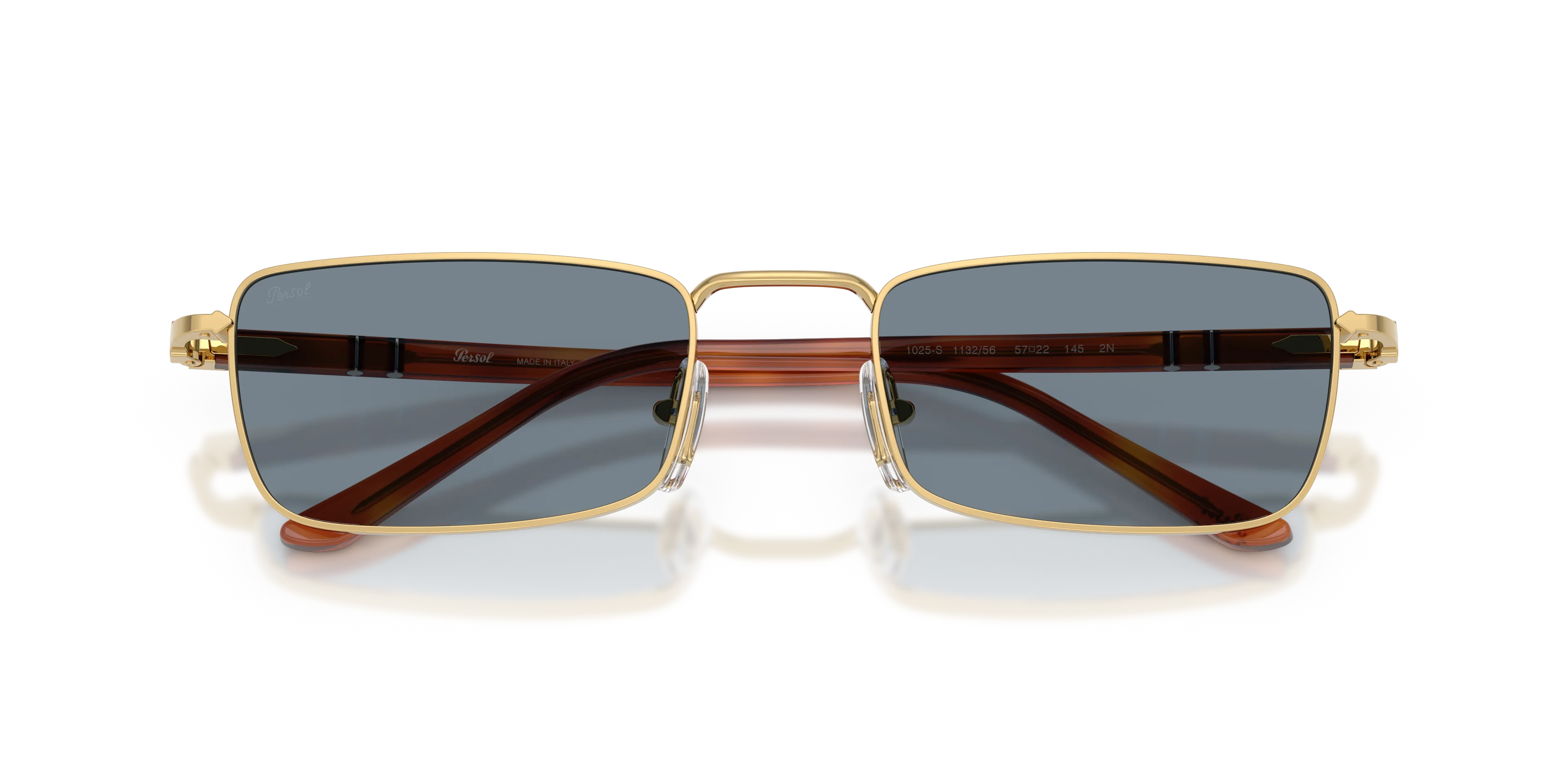 Persol PO1025S 113256 Occhiali da sole Metallo Oro Blu Squadrata Normale - immagine 2