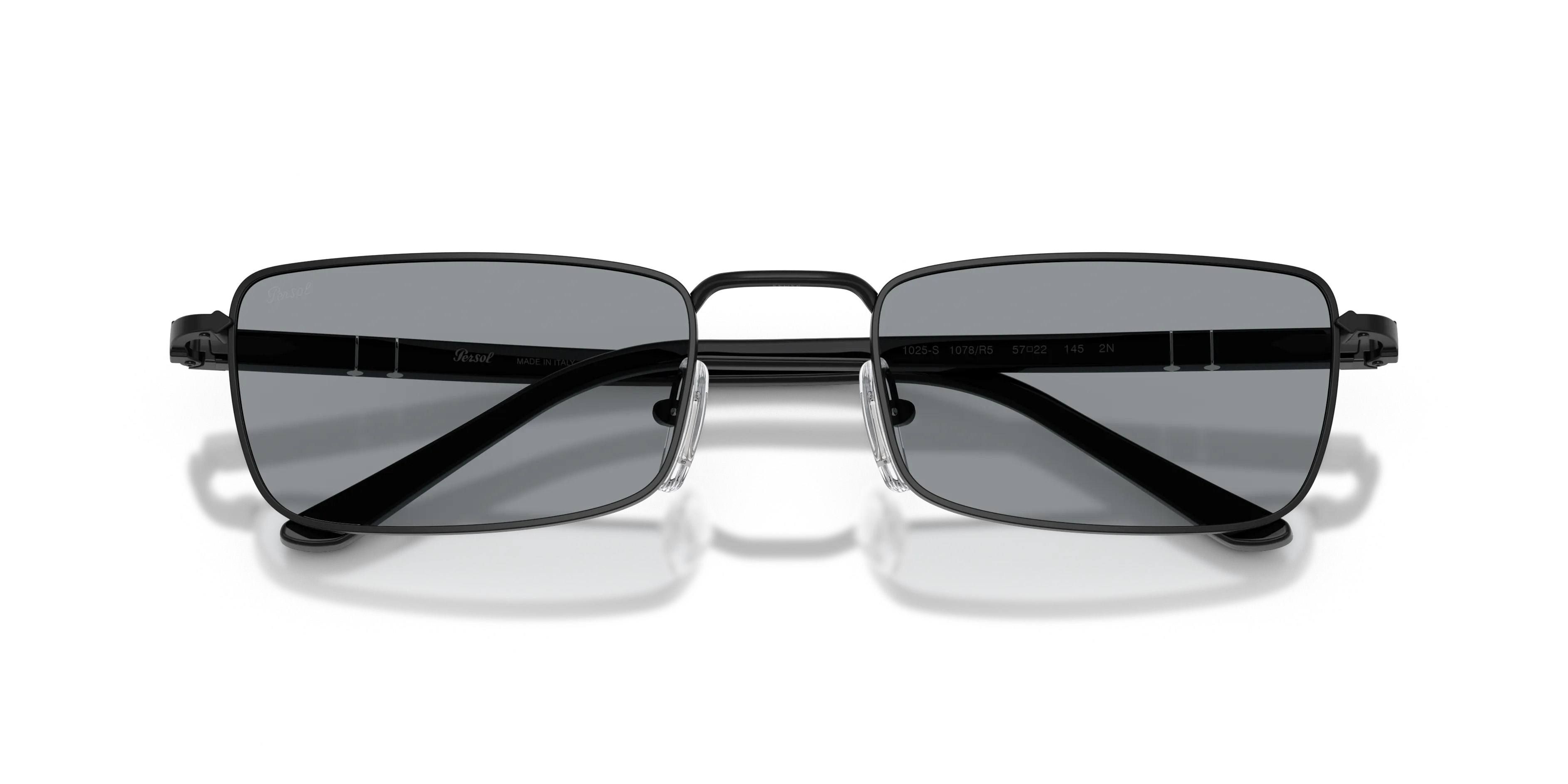 Persol PO1025S 1078R5 Occhiali da sole Metallo Nero Grigio Squadrata Normale - immagine 2
