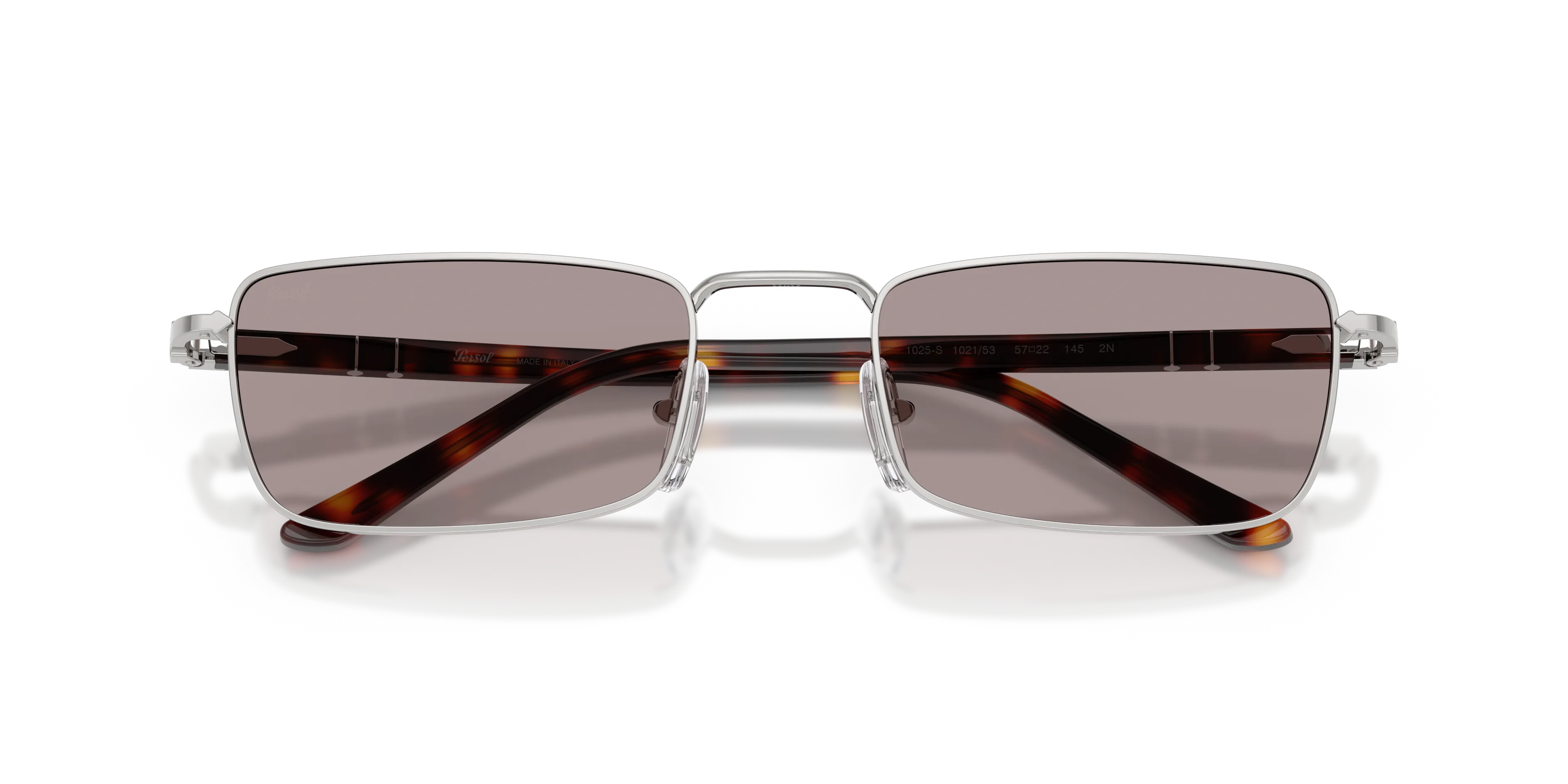 Persol PO1025S 102153 Occhiali da sole Metallo Argento Viola Squadrata Normale - immagine 2