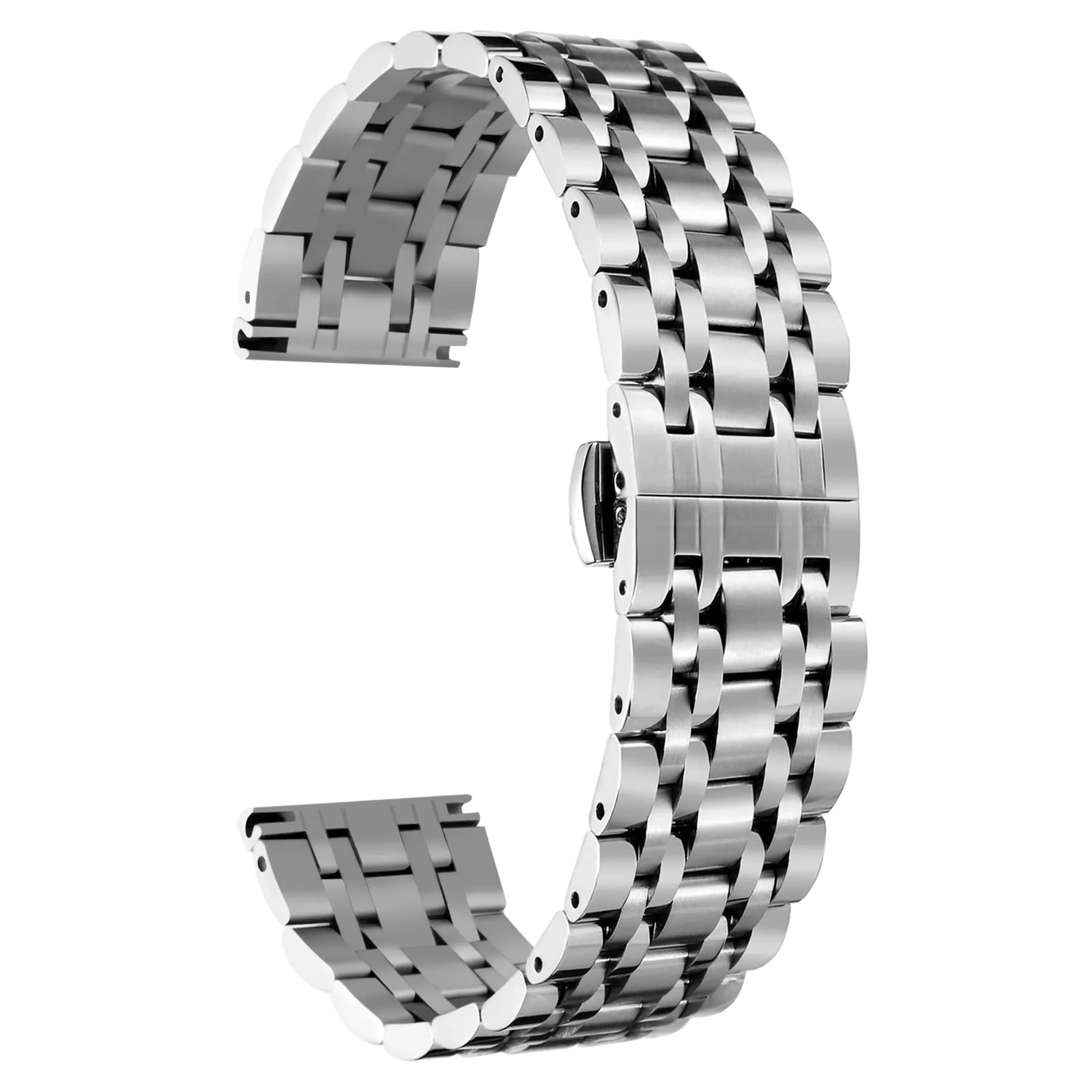 BINLUN Cinturino Per Orologi in Acciaio 12mm 13mm 14mm 15mm 16mm 17mm 18mm 19mm 20mm 21mm 22mm 23mm 24mm Metallo Cinturino di Ricambio Per Smartwatch Per Donne Uomo 7 Colori (20mm,Argento) - immagine 1