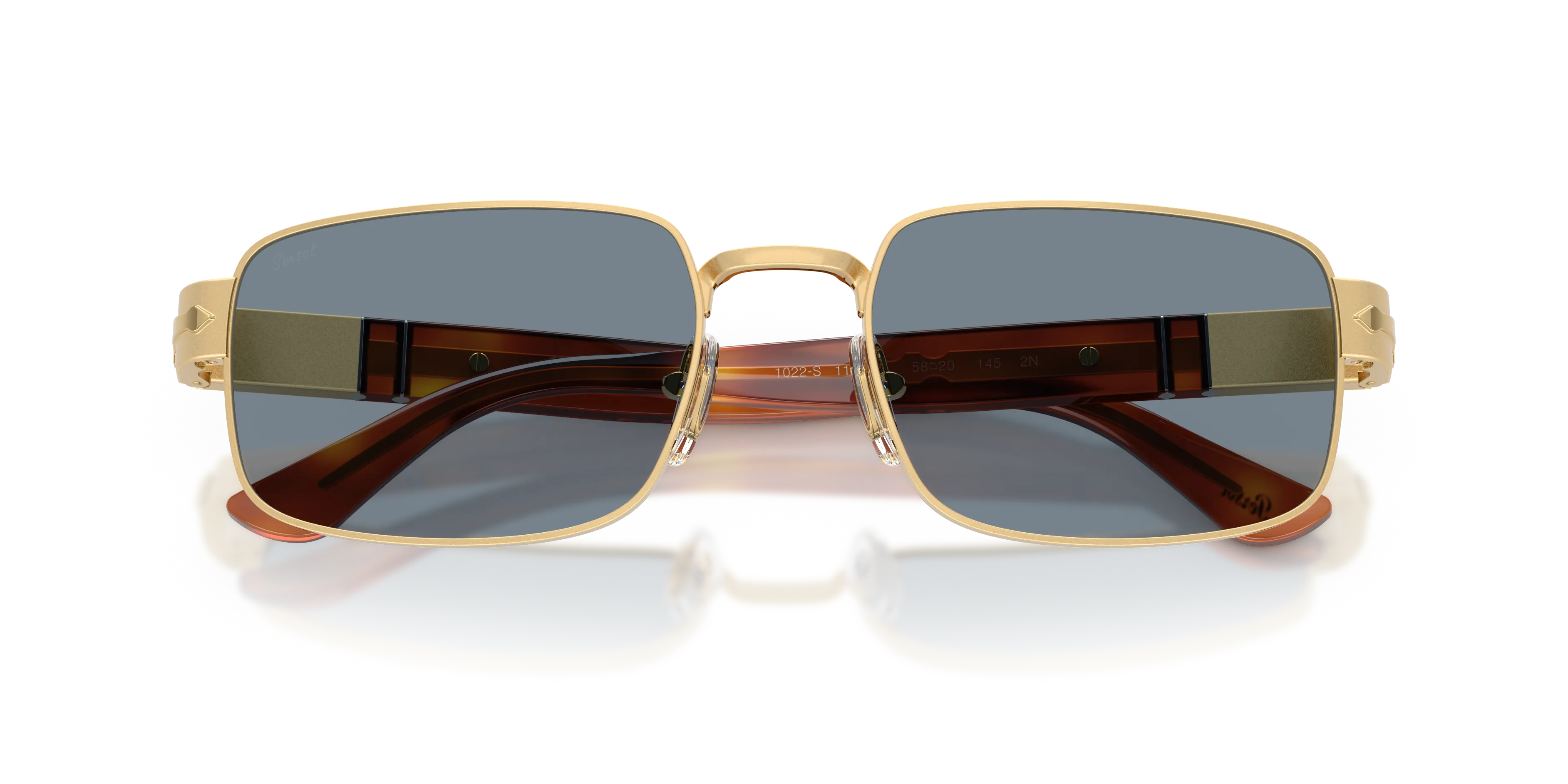 Persol PO1022S 113256 Occhiali da sole Metallo Oro Blu Pillow Normale - immagine 2