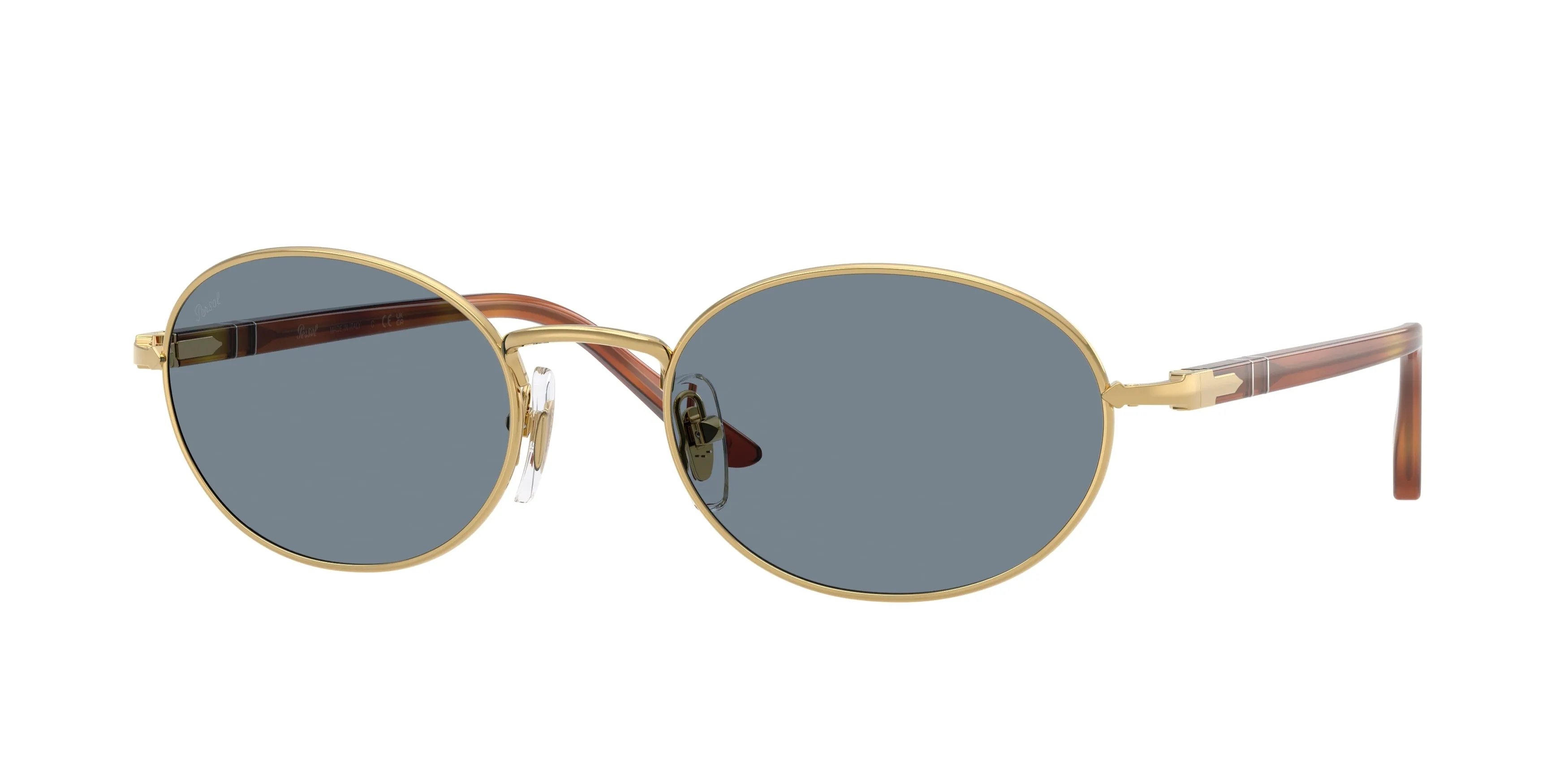 Persol PO1018S IDA 113256 Occhiali da sole Metallo Oro Blu Rotonda Normale - immagine 1