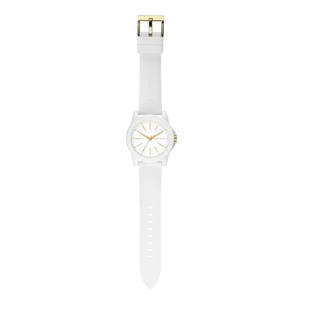 Armani Exchange Orologio Donna, movimento a tre lancette, cassa in nylon bianco da 40 mm con cinturino in silicone, AX7126, Set bianco - immagine 6