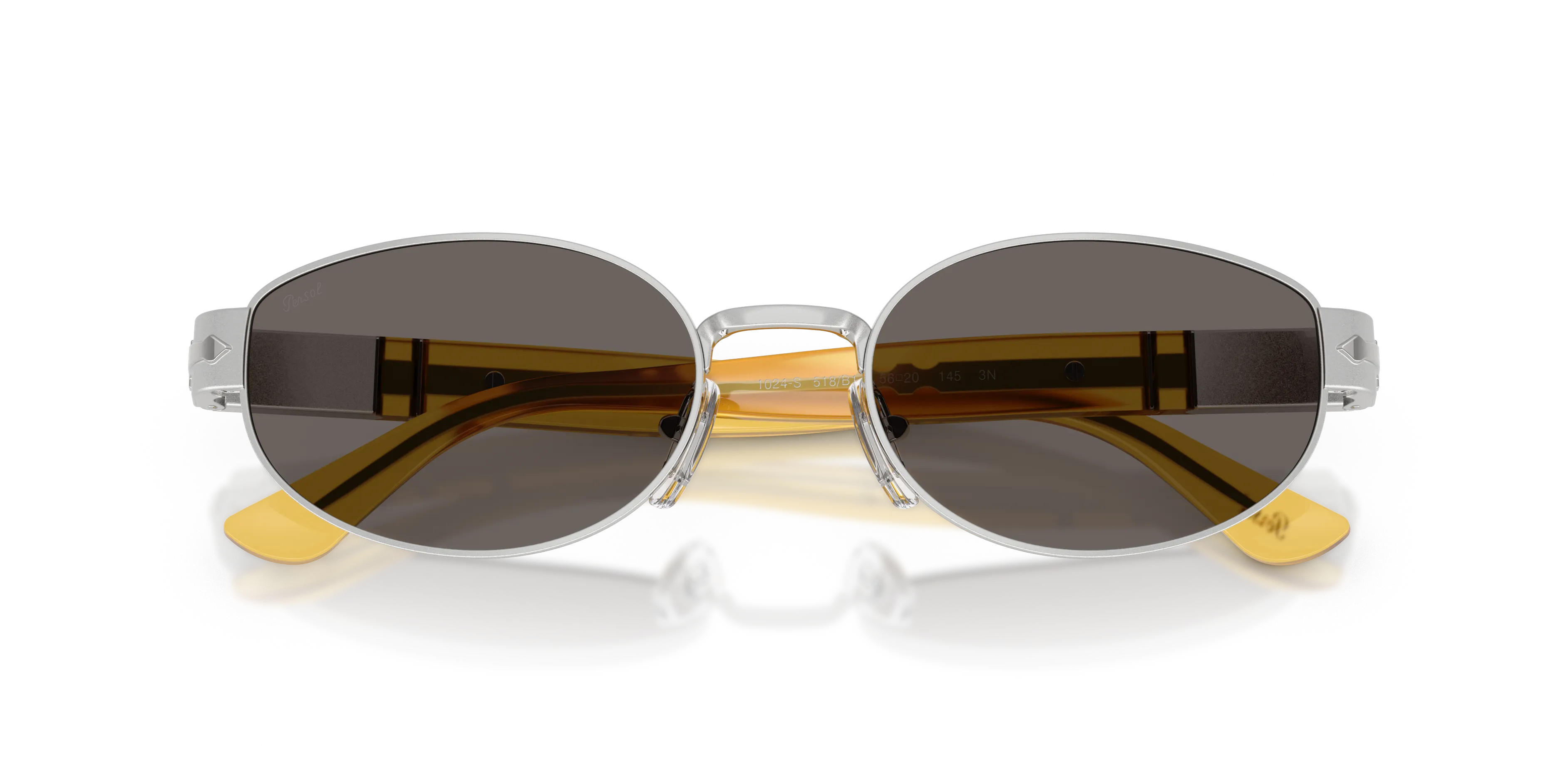 Persol PO1024S 518/B1 Occhiali da sole Metallo Argento Grigio Rotonda Normale - immagine 2
