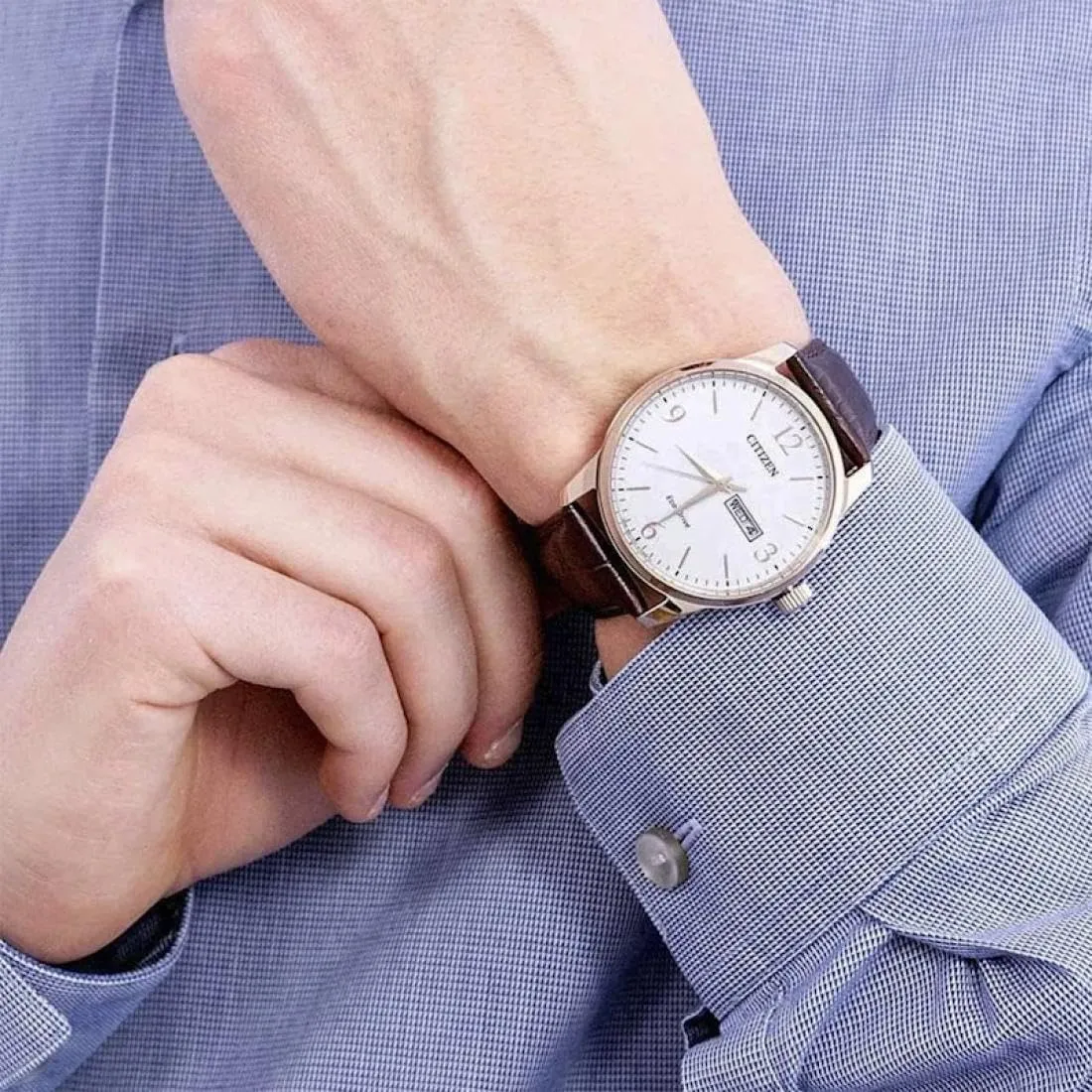 CITIZEN Orologio analogico da uomo Eco-Drive, bianco, misura unica, cinghia - immagine 7