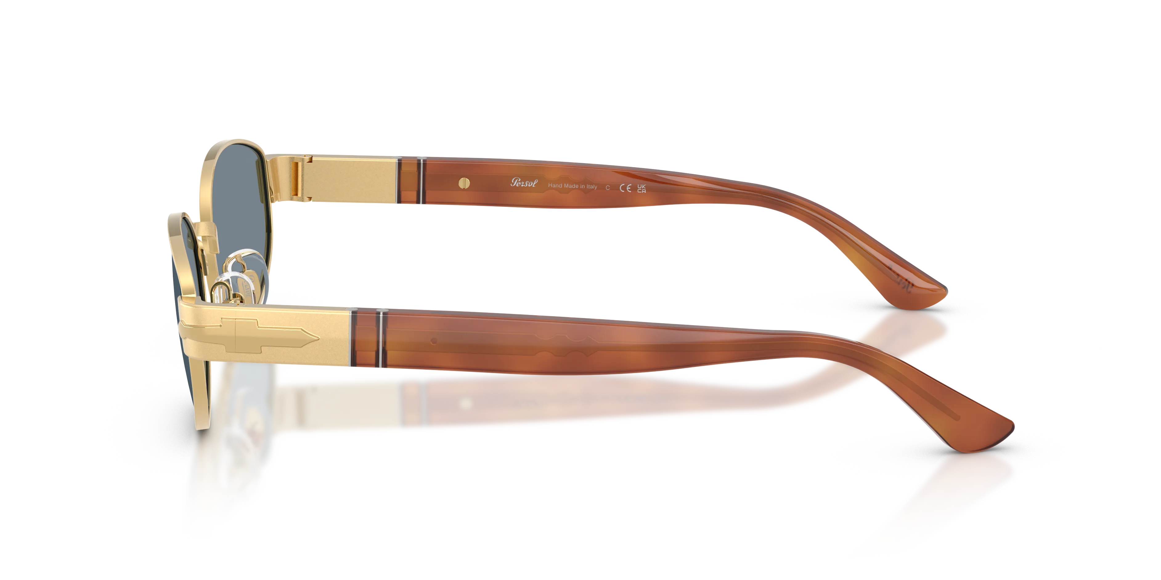 Persol PO1024S 113256 Occhiali da sole Metallo Oro Blu Rotonda Normale - immagine 4