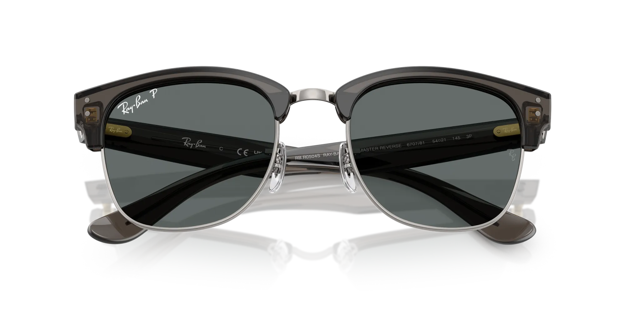 Ray - Ban RBR0504S CLUBMASTER REVERSE 670781 Occhiali da sole Acetato Grigio Grigio Squadrata Polarizzata - immagine 2