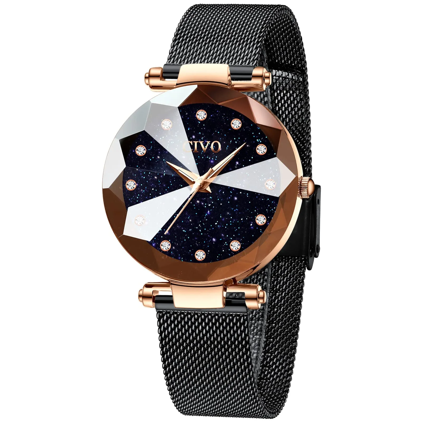 CIVO Orologio Donna Acciaio Inossidabile Stelle Bracciale Elegante Analogico Quarzo Regalo - immagine 1