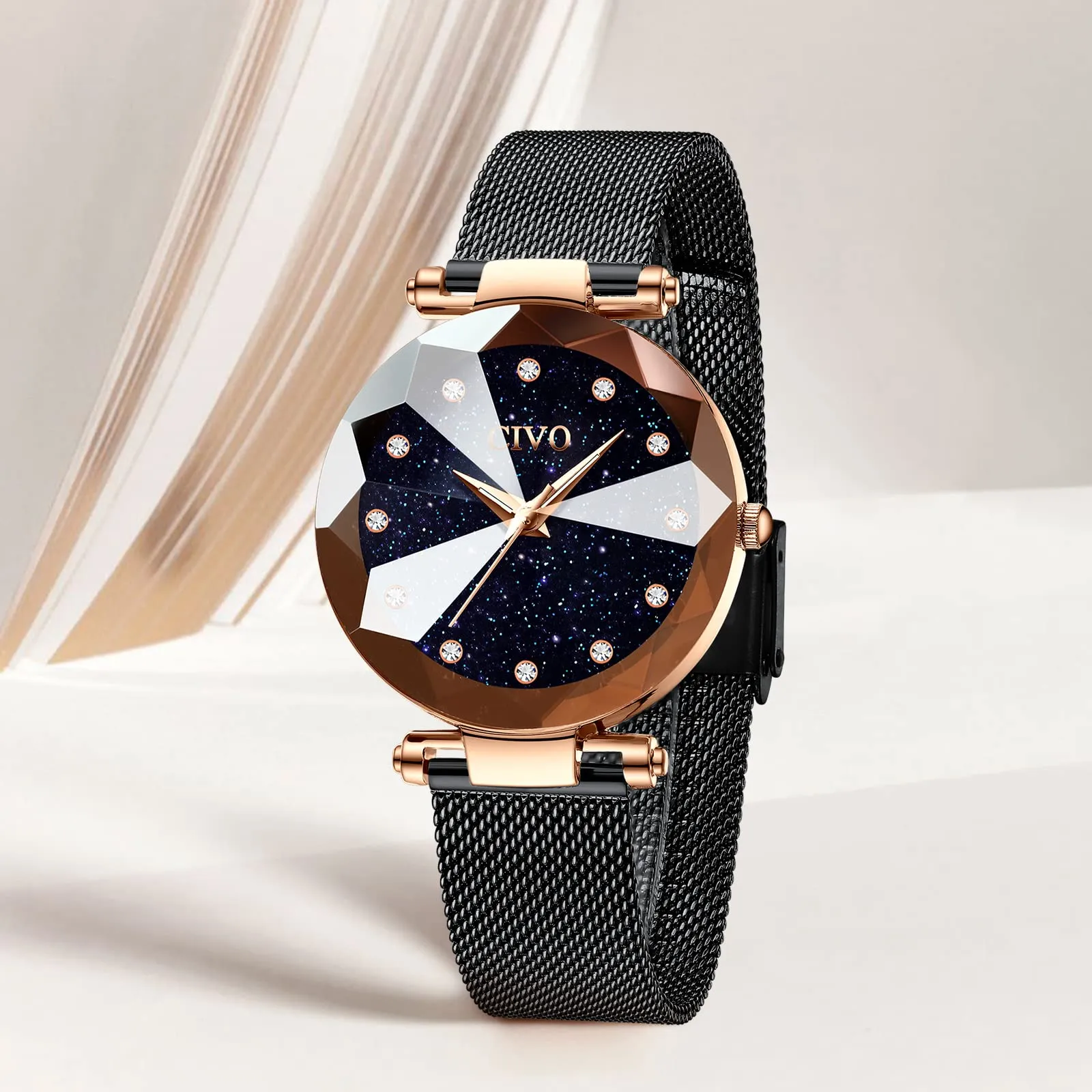 CIVO Orologio Donna Acciaio Inossidabile Stelle Bracciale Elegante Analogico Quarzo Regalo - immagine 9