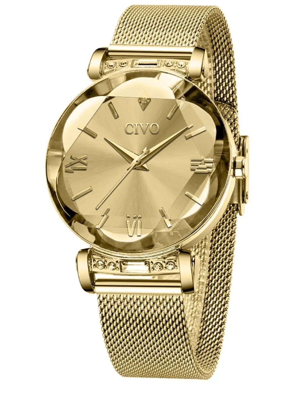CIVO Orologio Donna Oro Acciaio Orologio Inossidabile Orologio da Donna Elegante Stelle Bracciale Analogico Quarzo Regalo - immagine 1