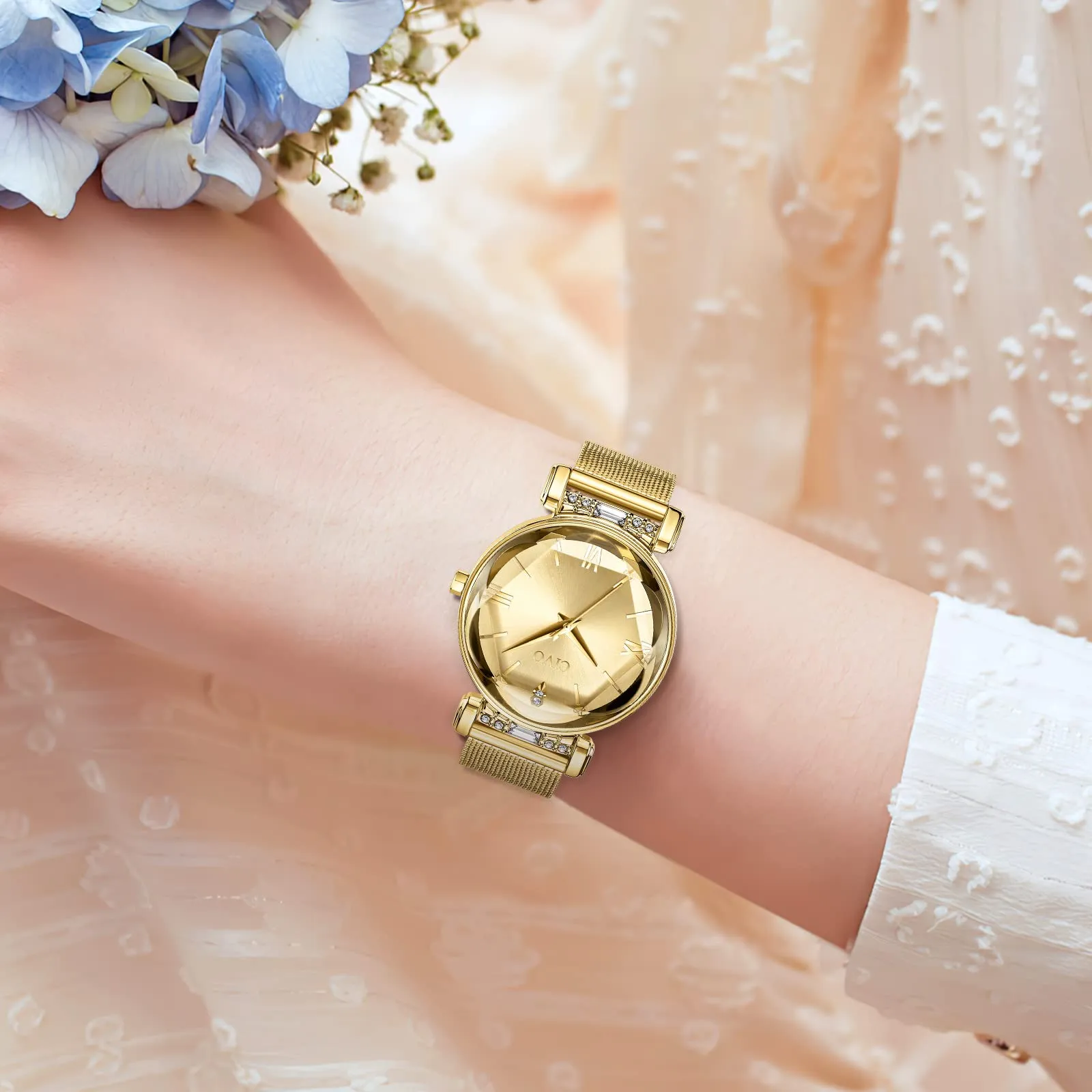 CIVO Orologio Donna Oro Acciaio Orologio Inossidabile Orologio da Donna Elegante Stelle Bracciale Analogico Quarzo Regalo - immagine 2