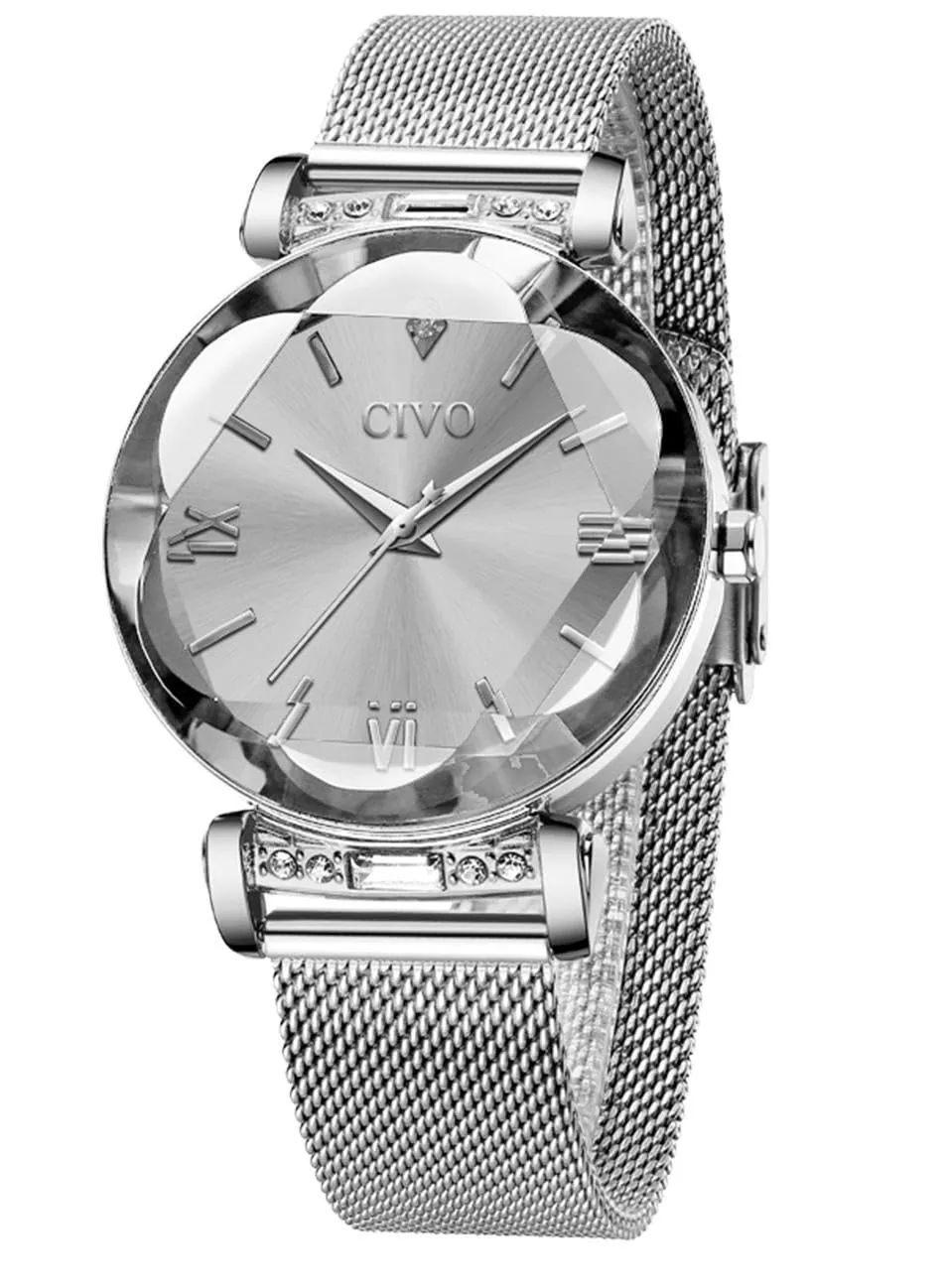 CIVO Orologio Donna Acciaio Inossidabile Orologio da Donna Argento Elegante Bracciale Analogico Quarzo Regalo - immagine 1