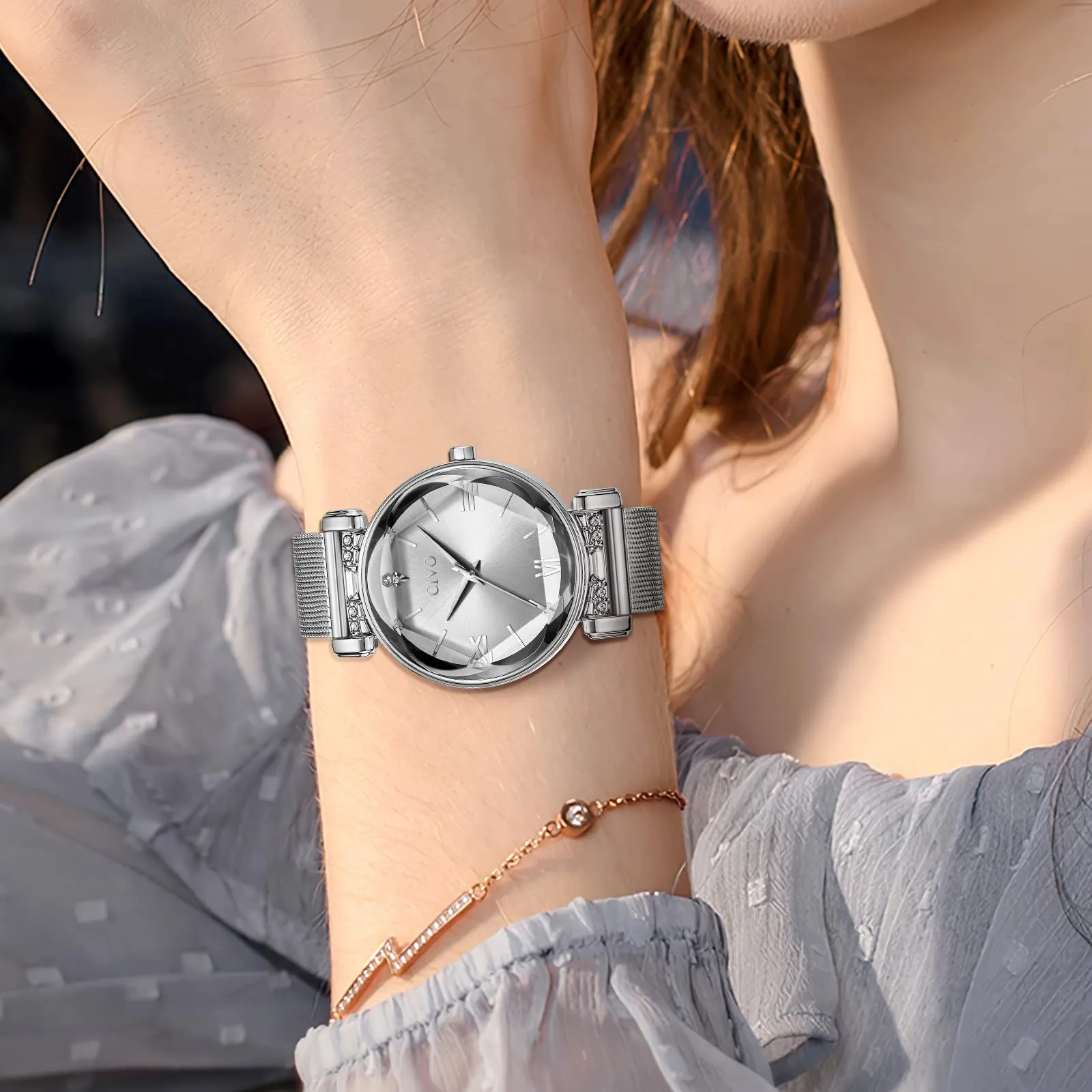 CIVO Orologio Donna Acciaio Inossidabile Orologio da Donna Argento Elegante Bracciale Analogico Quarzo Regalo - immagine 2