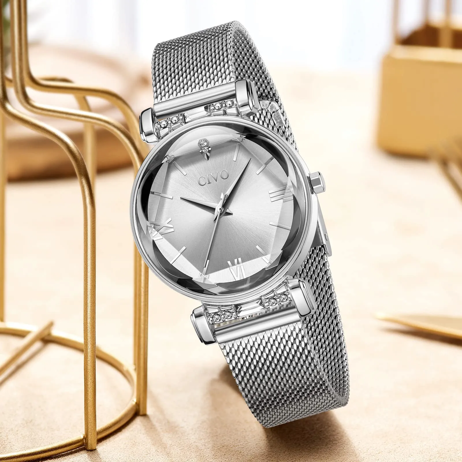 CIVO Orologio Donna Acciaio Inossidabile Orologio da Donna Argento Elegante Bracciale Analogico Quarzo Regalo - immagine 3