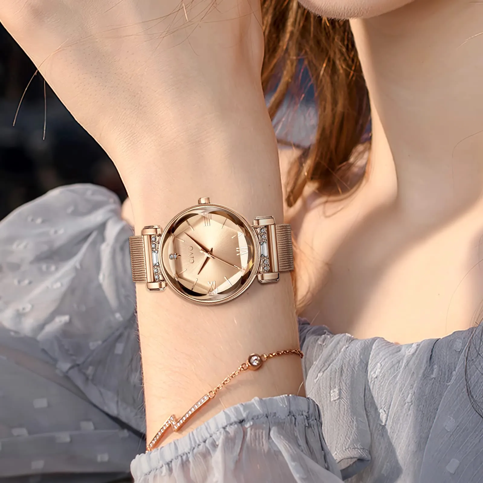 CIVO Orologio Donna Oro Rosa Elegante Stelle Bracciale Orologio da Donna Analogico Quarzo Regalo - immagine 2