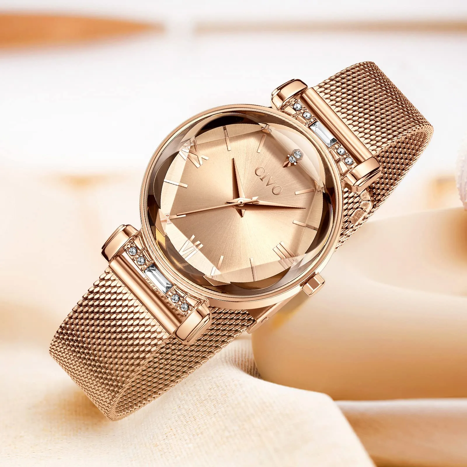 CIVO Orologio Donna Oro Rosa Elegante Stelle Bracciale Orologio da Donna Analogico Quarzo Regalo - immagine 3