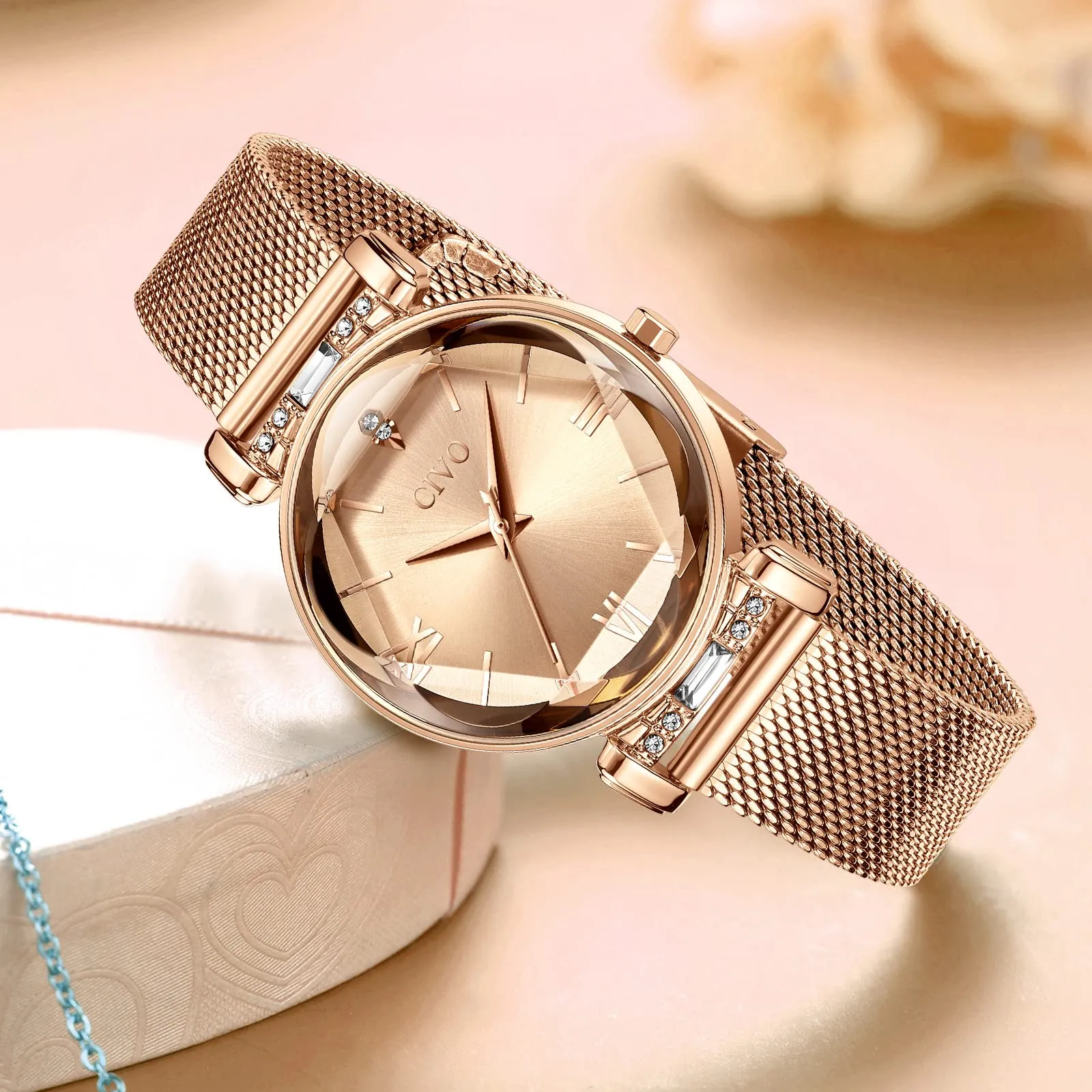 CIVO Orologio Donna Oro Rosa Elegante Stelle Bracciale Orologio da Donna Analogico Quarzo Regalo - immagine 8