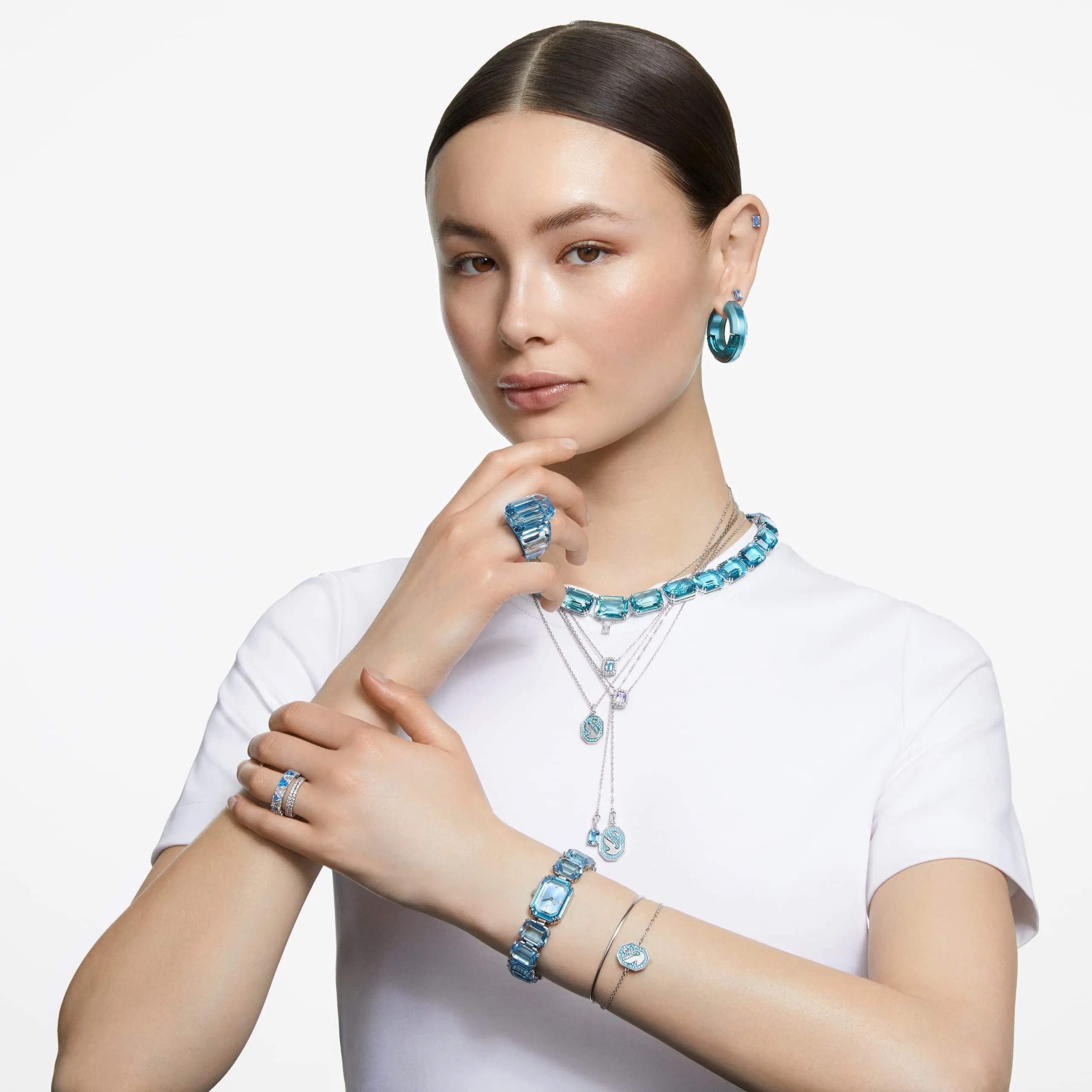 Swarovski Millenia Orologio, con CristalliSwarovski a Taglio Ottagonale, Struttura in Acciaio Inossidabile, Blu - immagine 9