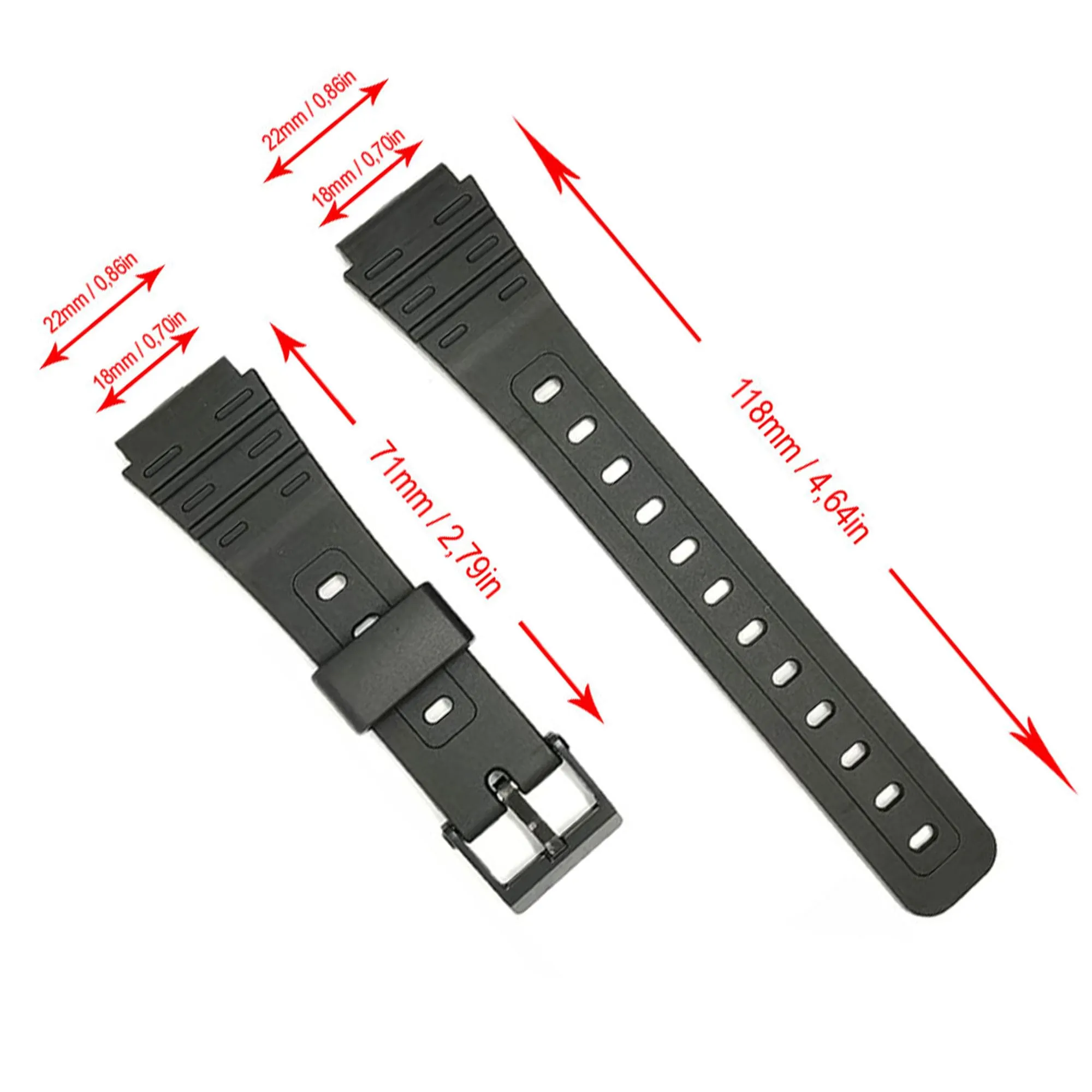 Cinturino resina compatibile con Casio W59 W63 W64 W66 W67 W85 284P1 18mm - immagine 2