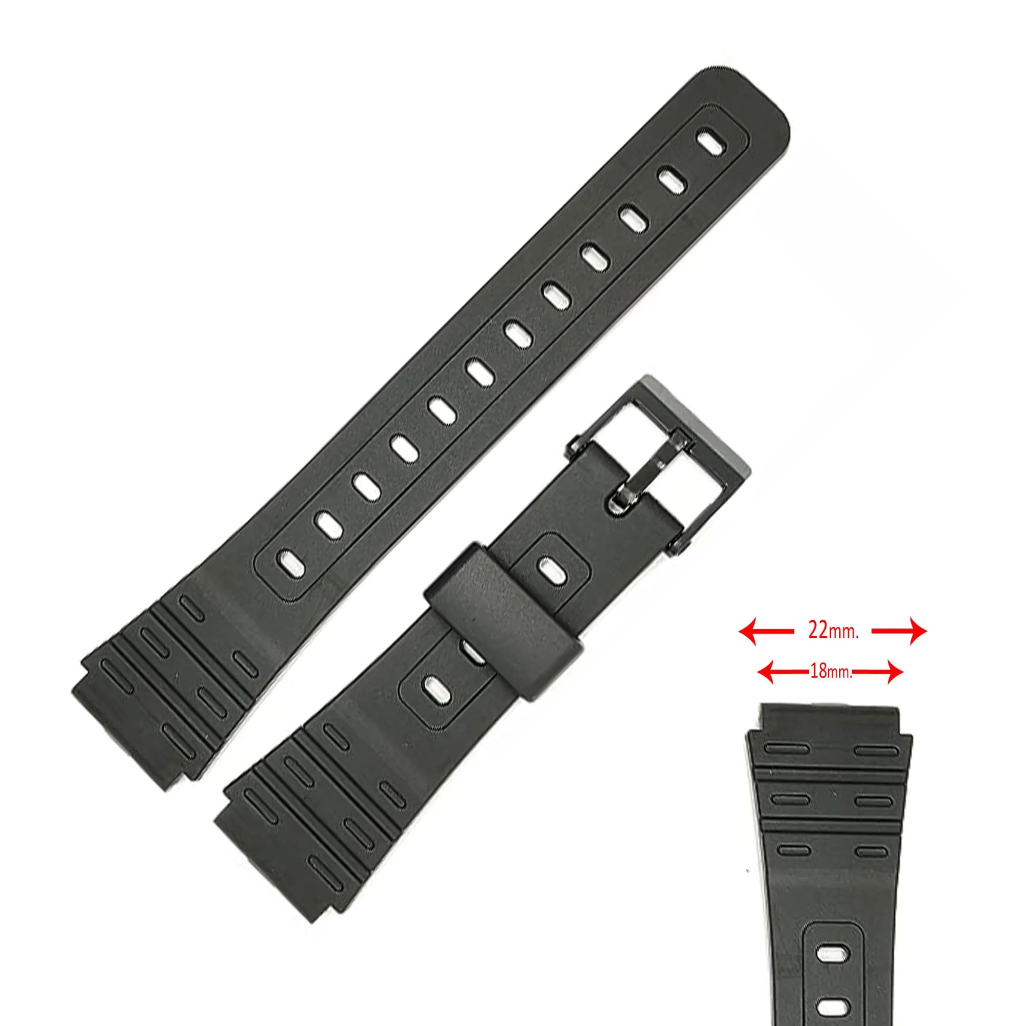 Cinturino resina compatibile con Casio W59 W63 W64 W66 W67 W85 284P1 18mm - immagine 3